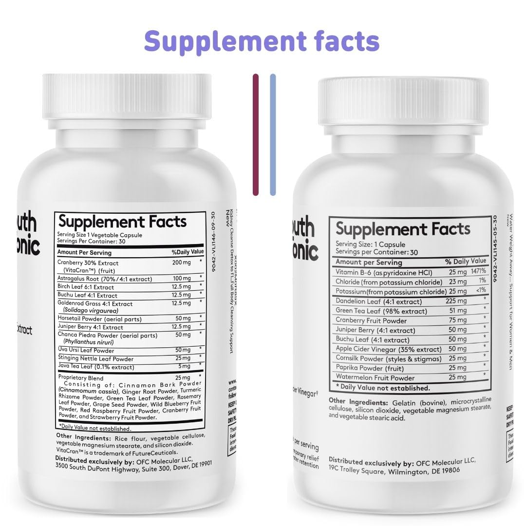 Youth & Tonic Daily Water Retention Pills for Kidney Cleanse Swelling and Excess Body Fluid Youth & Tonic buy supplements canada