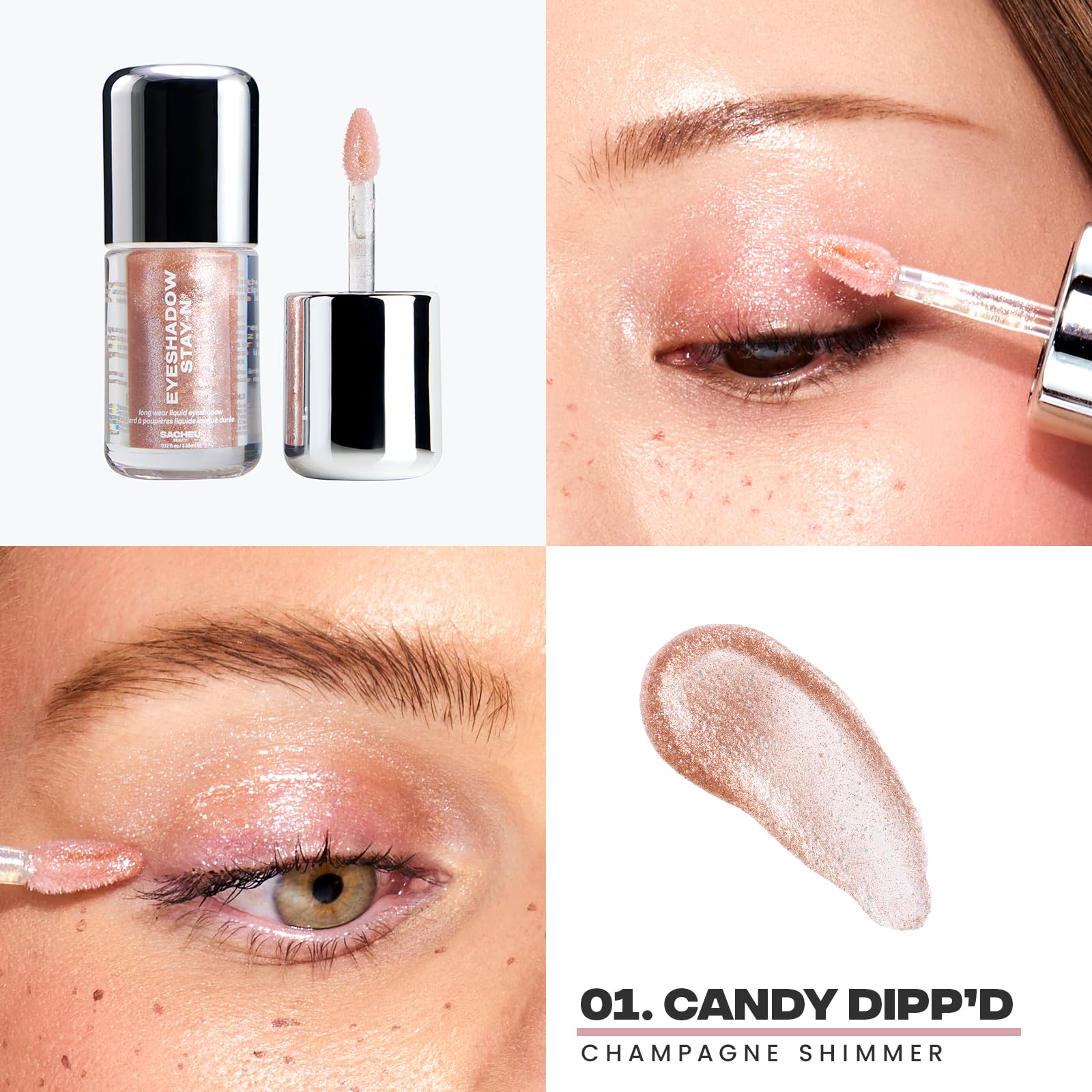 Sacheu Liquid Eyeshadow STAY-N Longwear Eye Makeup — Buildable Highly Pigmented & Blendable Eye Shadow Cream in Matte & Shimmer Finishes, Candy Dipp’d Sacheu buy supplements canada