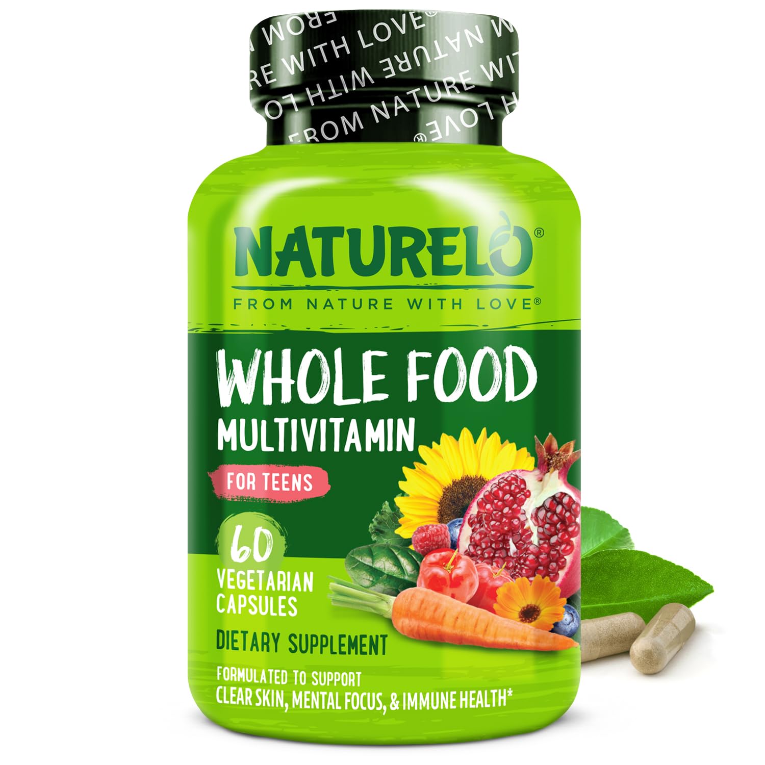 NATURELO Multivitamins for Teenage Girls/Boys, 60 Capsules, Whole Food Multivitamin with Minerals, Non-GMO, Vegetarian NATURELO buy supplements canada