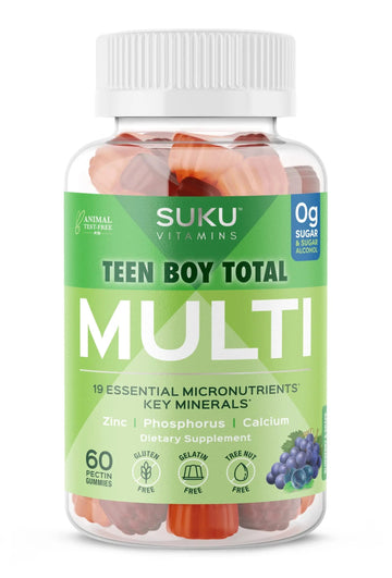 SUKU Teen Boy Multivitamin Gummies – Vitamins A, B12, C, D3, E, Zinc & Biotin – Sugar-Free Vegetarian Supplement SUKU buy supplements canada