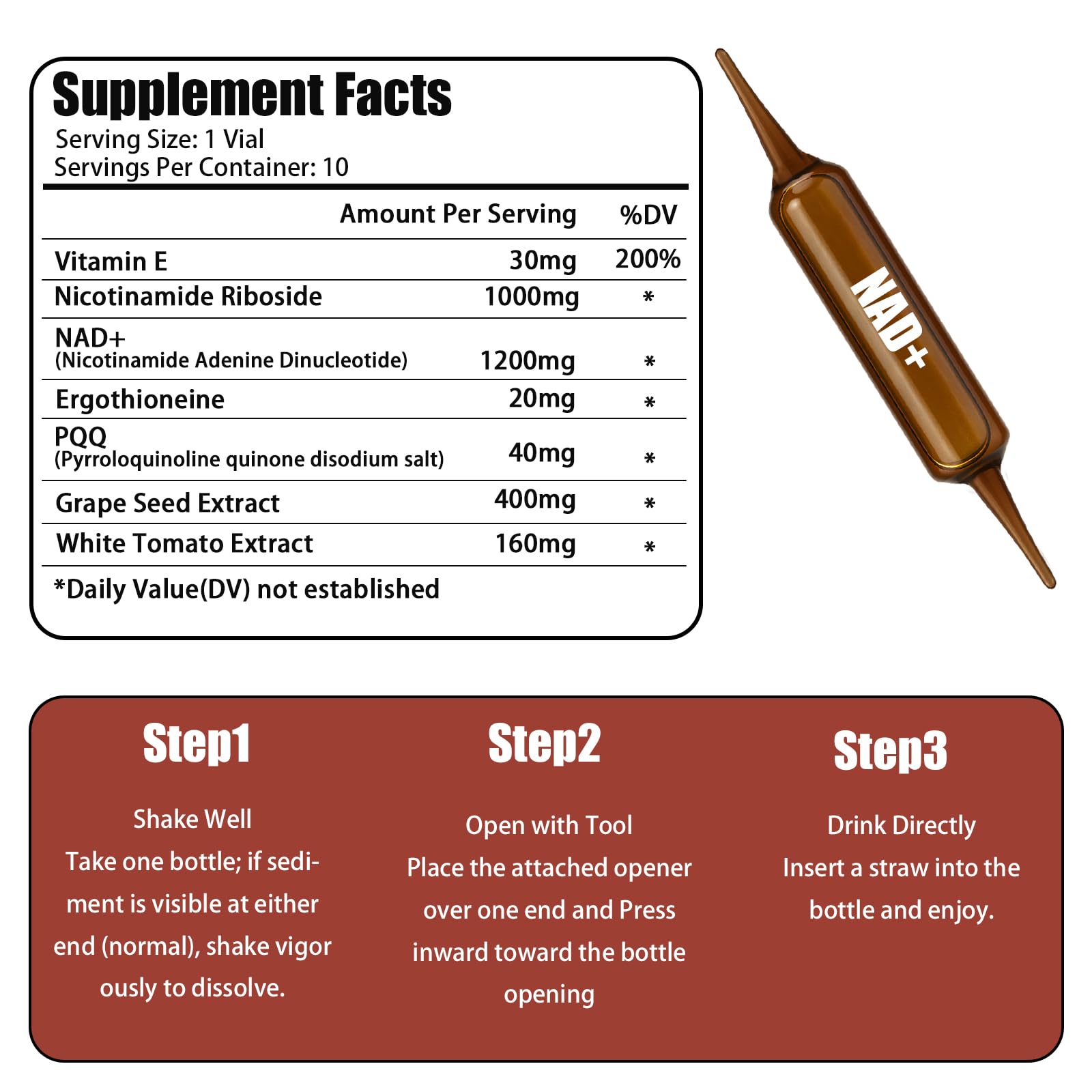 NAD+Advanced Cellular Renewal - 1200mg NAD+Liquid Supplements for Energy & Focus - 10 Vials (1) Lexenic buy supplements canada
