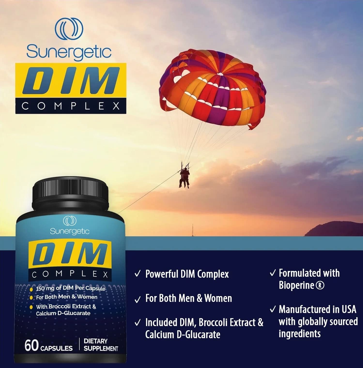 Premium DIM Supplement–Includes 150mg DIM (diindolylmethane), Broccoli, Calcium D Sunergetic buy supplements canada