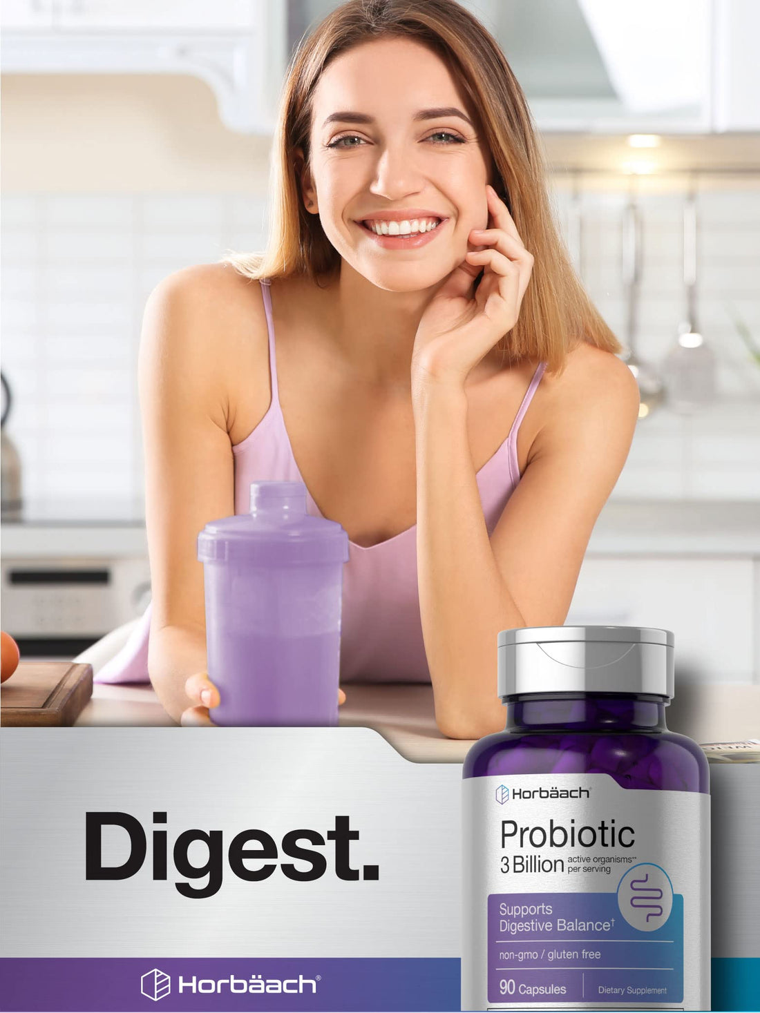 Probiotic for Women & Men's Digestive Health | 3 Billion CFU | 90 Capsules | Non-GMO Horbäach buy supplements canada