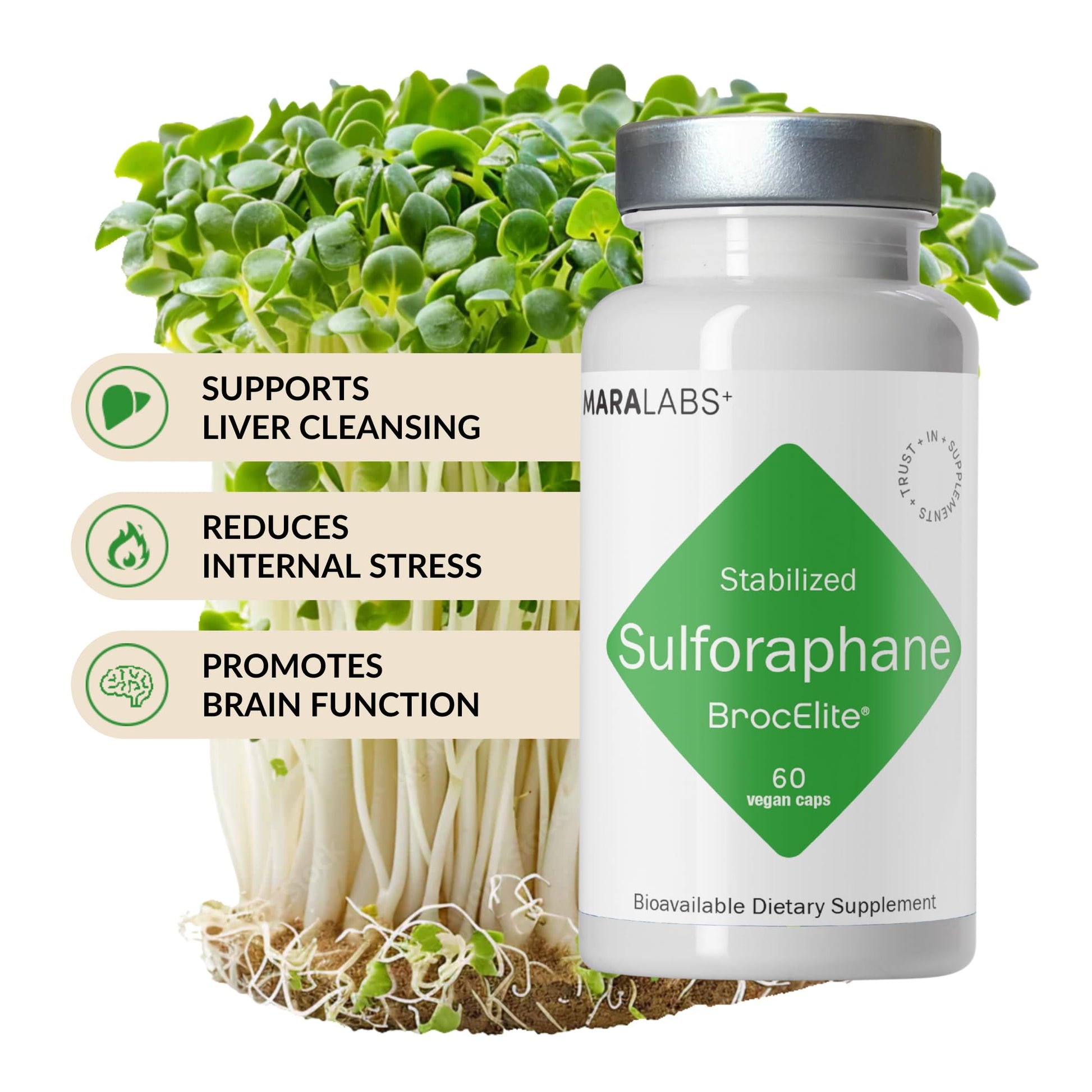 BrocElite Mara Labs Plus | Stabilized Broccoli Sulforaphane Supplement | Glyphosate Residue Free Certified – Third-Party Tested | 60 Vegan Capsules BrocElite buy supplements canada