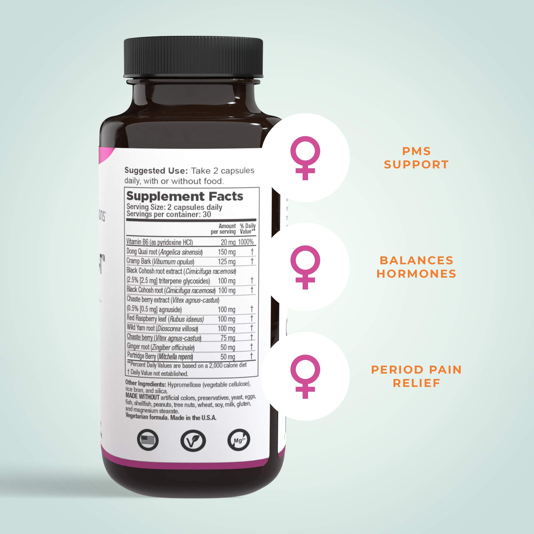 PreMense-T - PMS Relief Supplement - Ginger, Cramp Bark, Black Cohosh, Dong Quai, Chasteberry & Vitamin B6 LifeSeasons buy supplements canada