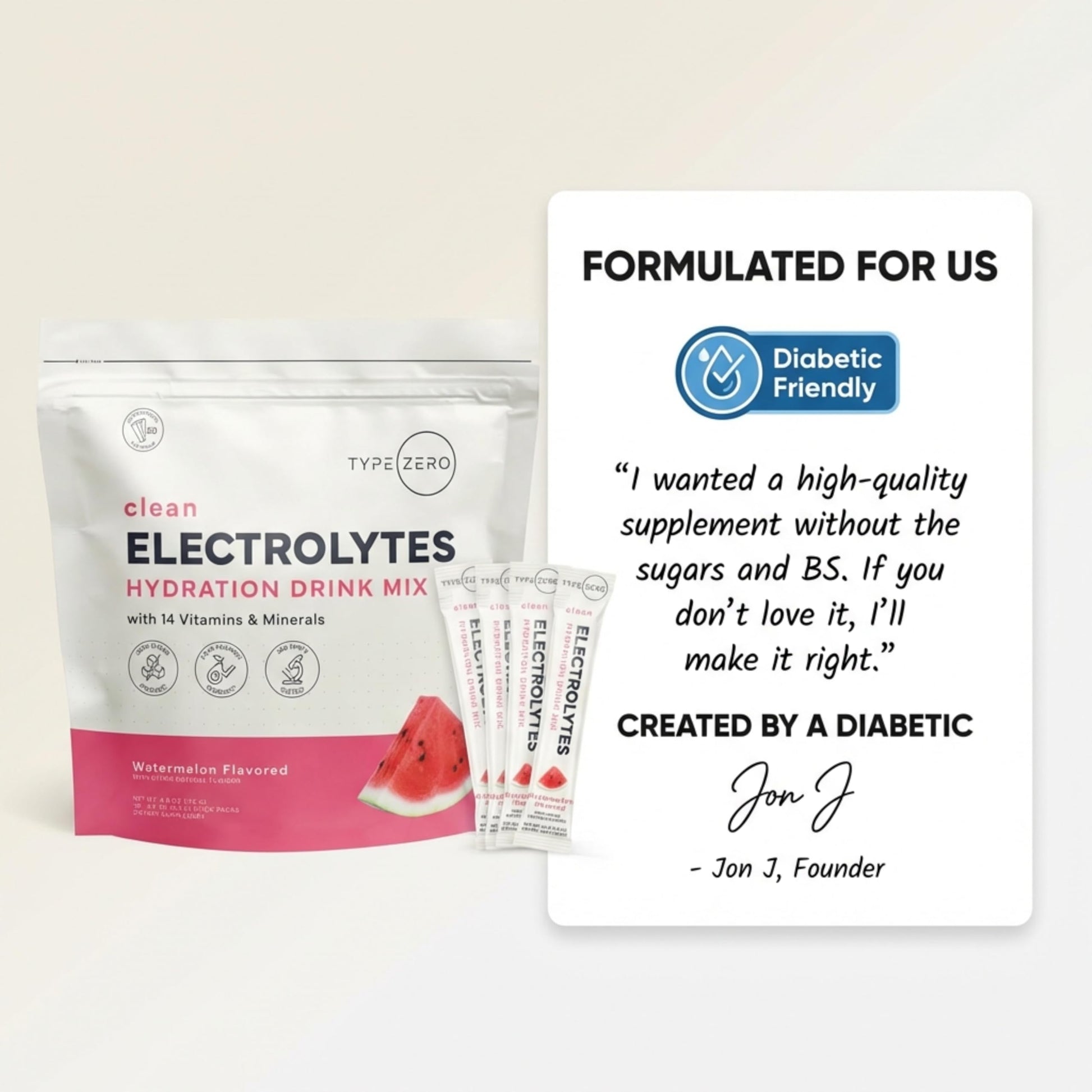 Type Zero Sugar Free Electrolytes Powder Packets + Clean Hydration Powder Stick Packs with 14 Vitamins and Minerals - Watermelon Flavor, 30 Servings Type Zero buy supplements canada