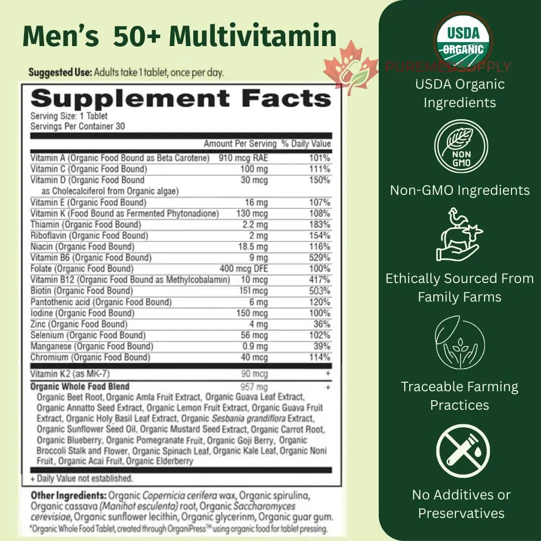 EarthFirst Organic Women's & Men's 50+ Once Daily Multi Bundle,19 Vitamins from Herbs & Superfoods, 30 Count EarthFirst Organic buy supplements canada