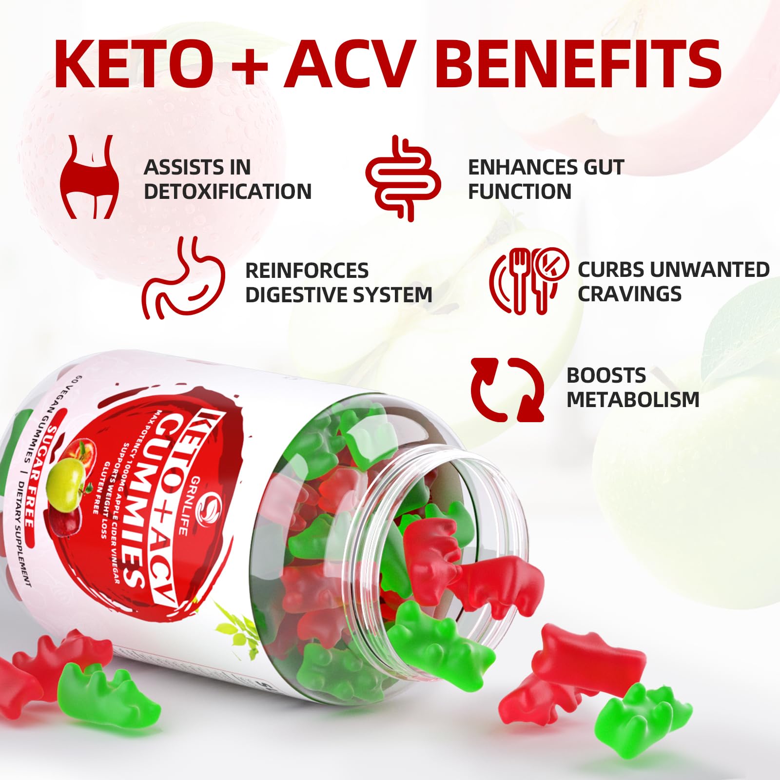 Keto ACV Gummies Advanced Weight Loss, 1000MG Apple Cider Vinegar Gummies Supple GrnLife buy supplements canada