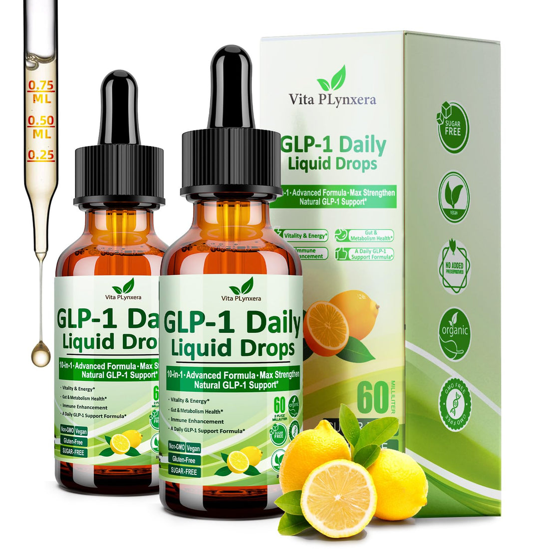 2 Pack Metabolic Support Liquid Drops, 10-in-1 Formula with Berberine, Ceylon Cinnamon, Prebiotic Fiber & Green Tea Extract | Digestive & Gut Health for Women & Men | Vegan, Non-GMO Vita PLynxera buy supplements canada
