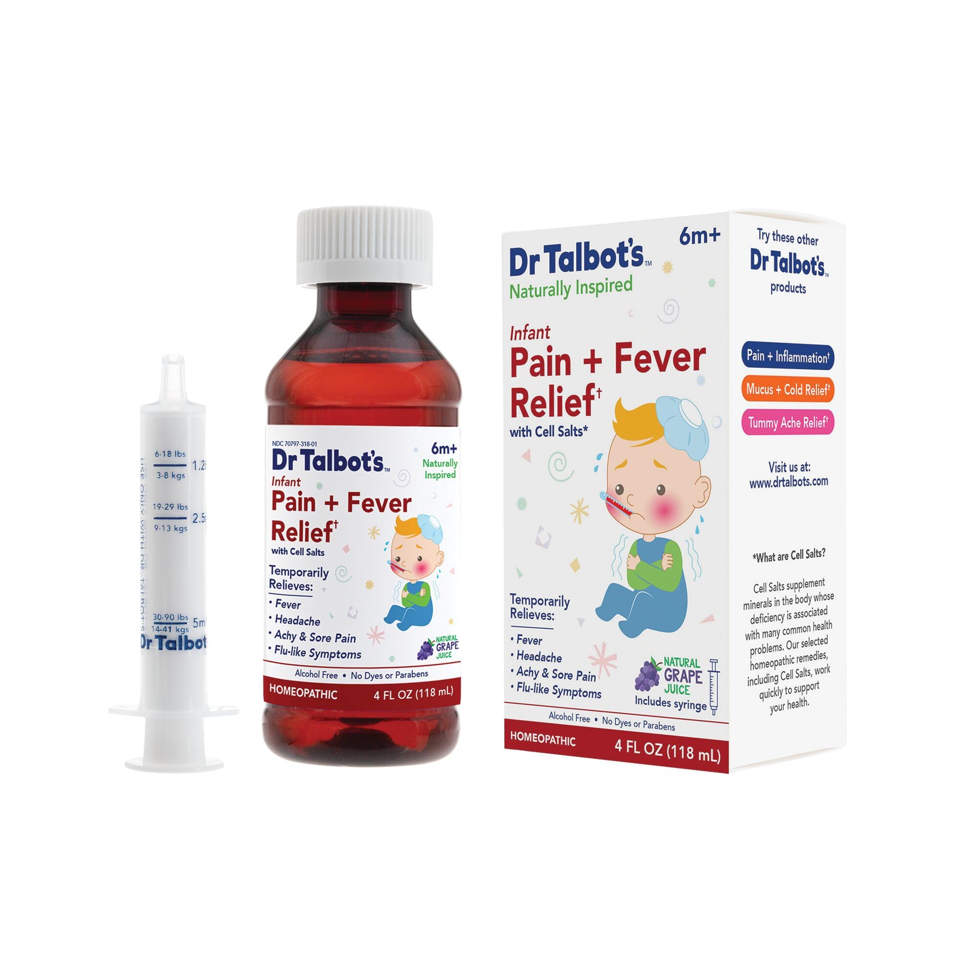 Dr. Talbot's Infant Pain and Fever Relief Liquid Medicine - 4 fl oz - 6+ Months - Grape Juice Flavor - No Alcohol, Dyes, or Parabens - Baby Essentials Dr. Talbot's buy supplements canada