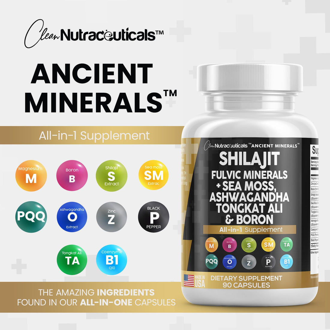 Pure Shilajit Supplement 10,000mg Himalayan w Sea Moss 6000mg Clean Nutraceuticals buy supplements canada