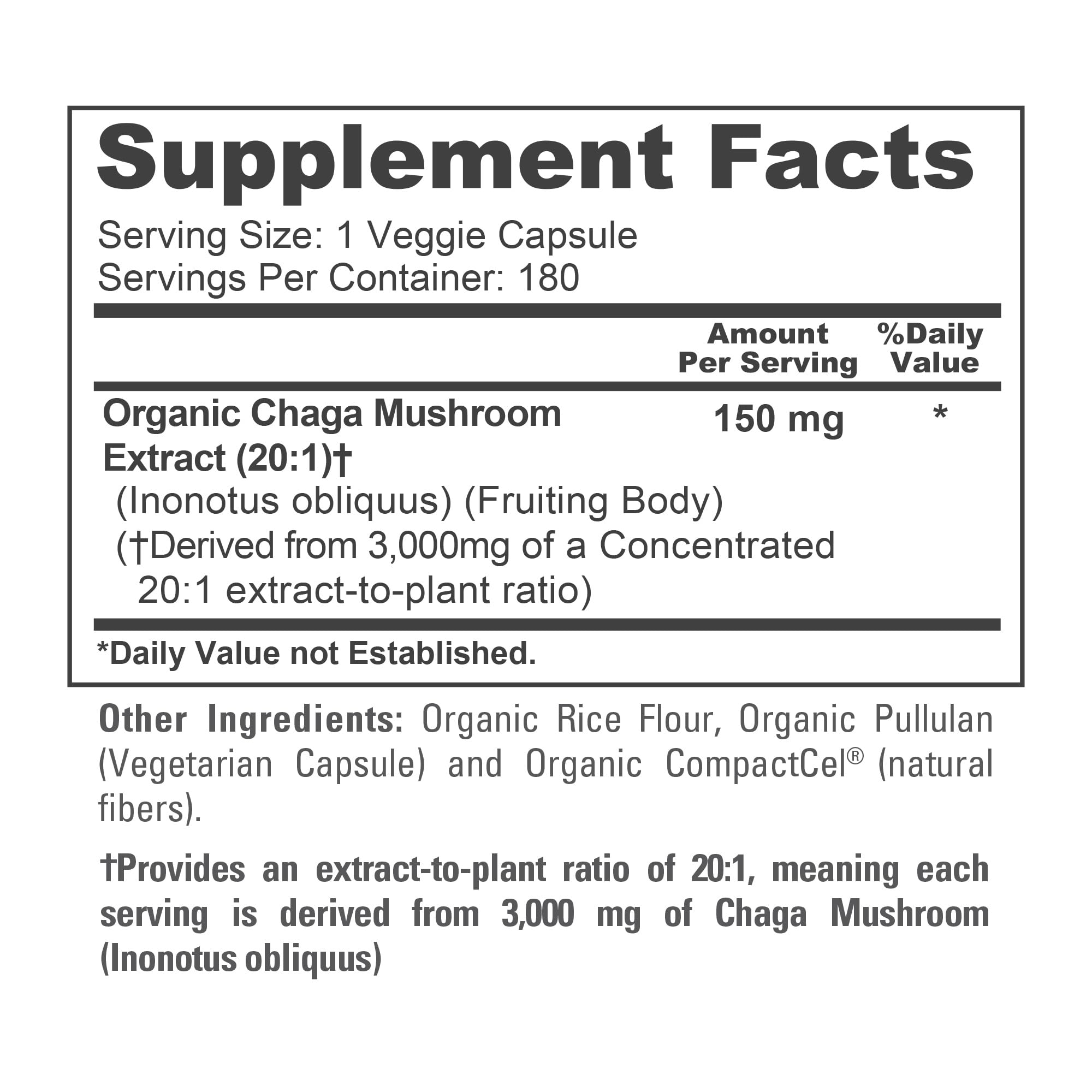 NusaPure Chaga Mushroom 20:1 Extract, 150 mg Equivalent to 3,000mg per Veggie Capsule, 180 Count, USDA Organic, Vegan, Non-GMO NusaPure buy supplements canada