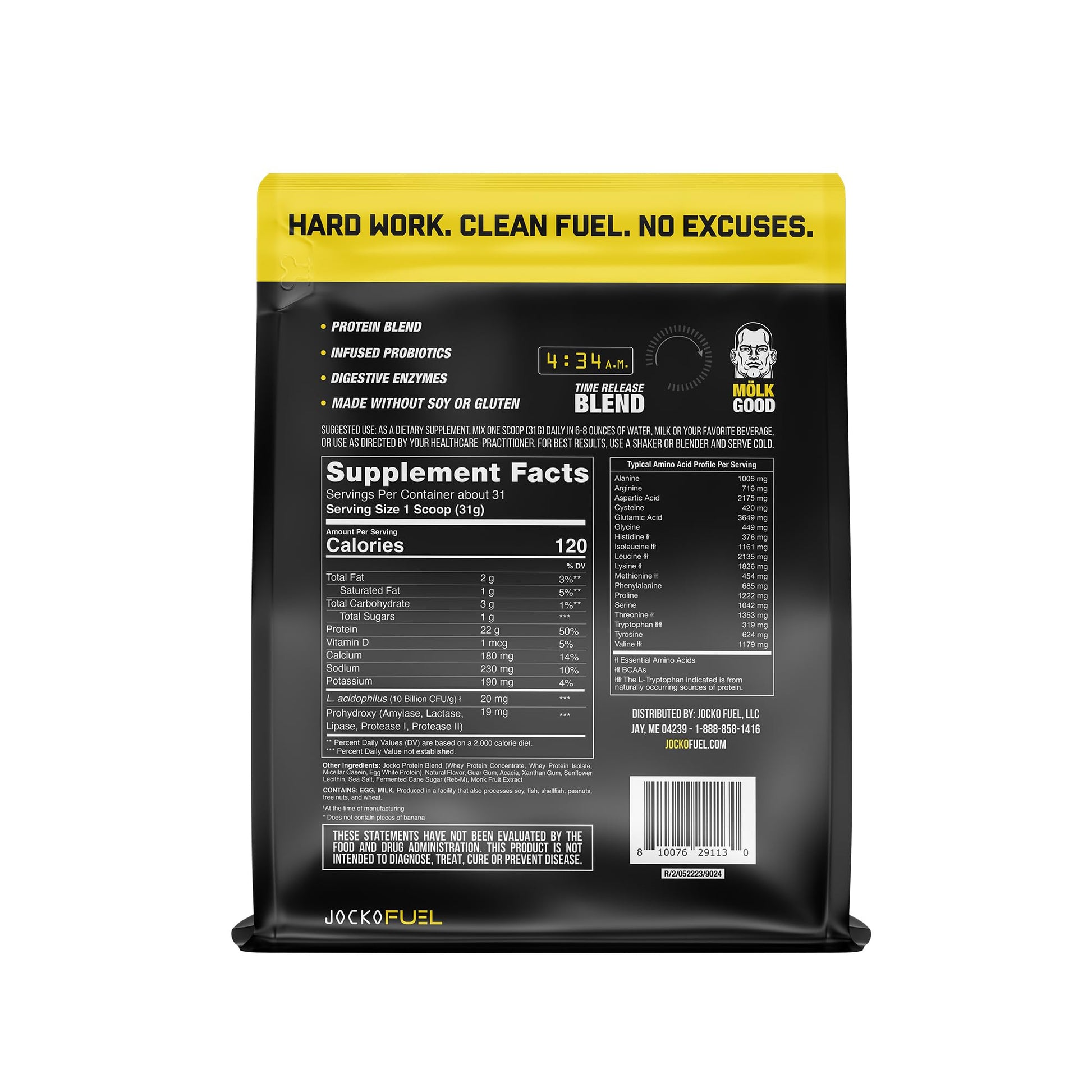 Jocko Mölk Whey Protein Powder (Banana Cream) - Keto, Probiotics, Grass Fed, Digestive Jocko Fuel buy supplements canada