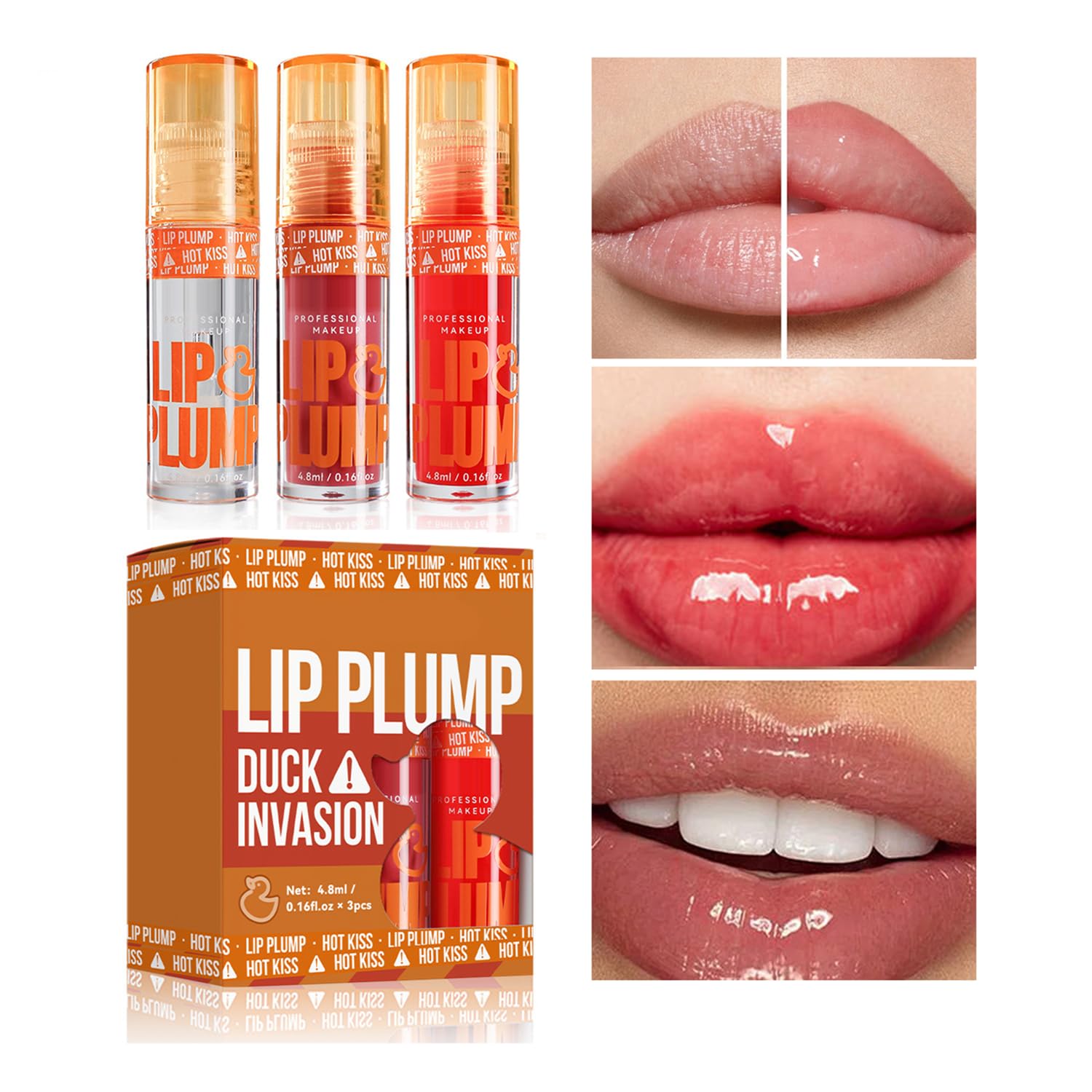 GHFCZOO 3 Colors Duck Lip Plumper Gloss, Hydrating Glitter Shine Primer Lip Tint, Non-Sticky Korean Plumping Lip Oil, Moisturizing Tinted Lip Balm for Sexy, Glossy Lips (Set A, 3pcs/set) GHFCZOO buy supplements canada