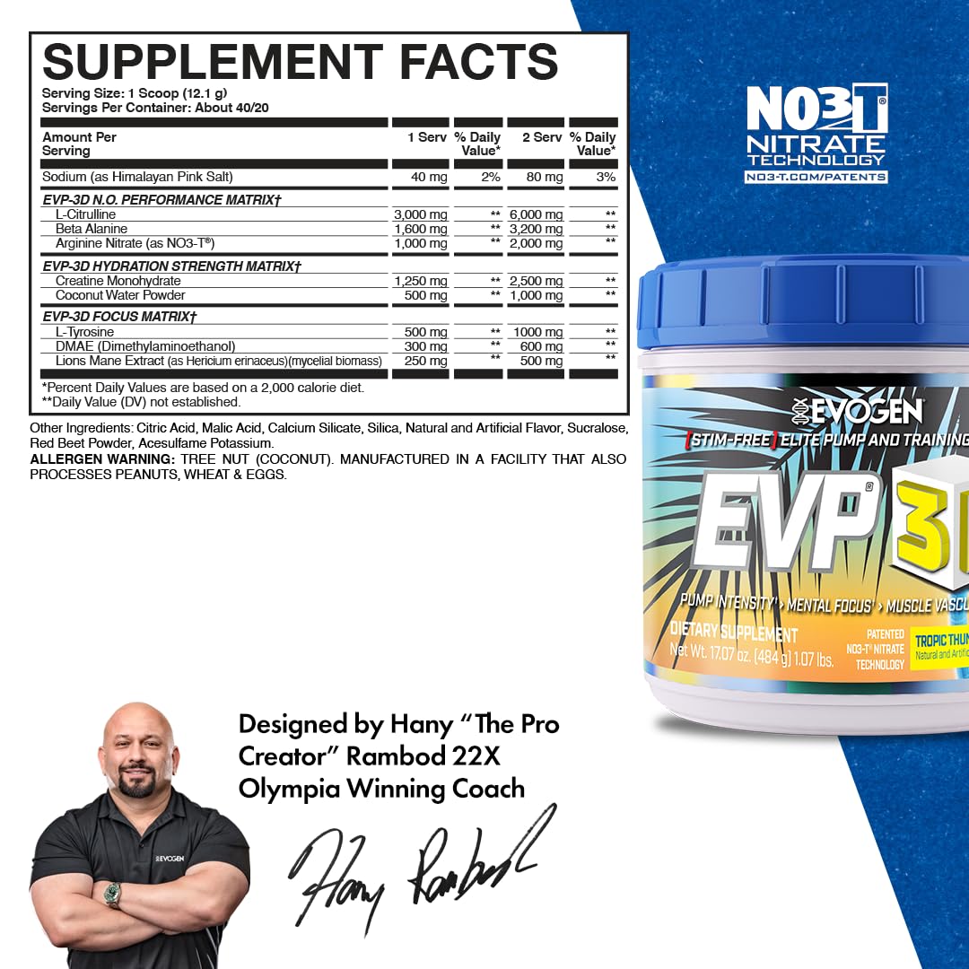 Evogen EVP-3D | Extreme Pre-Workout Pump Ignitor, Arginine Nitrate, Citrulline, Beta Evogen buy supplements canada