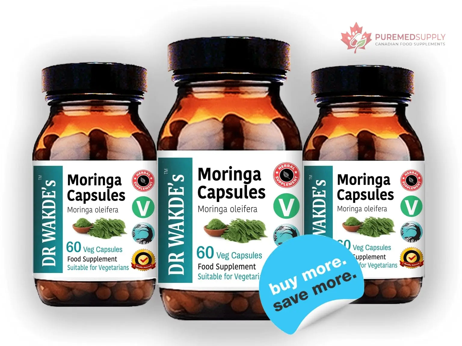 DR WAKDE'S Moringa Capsules (Moringa oleifera, 60 Veg Caps, Plant-Based Supplement, Ayurvedic Herb, All Natural, Vegan) DR WAKDE's buy supplements canada