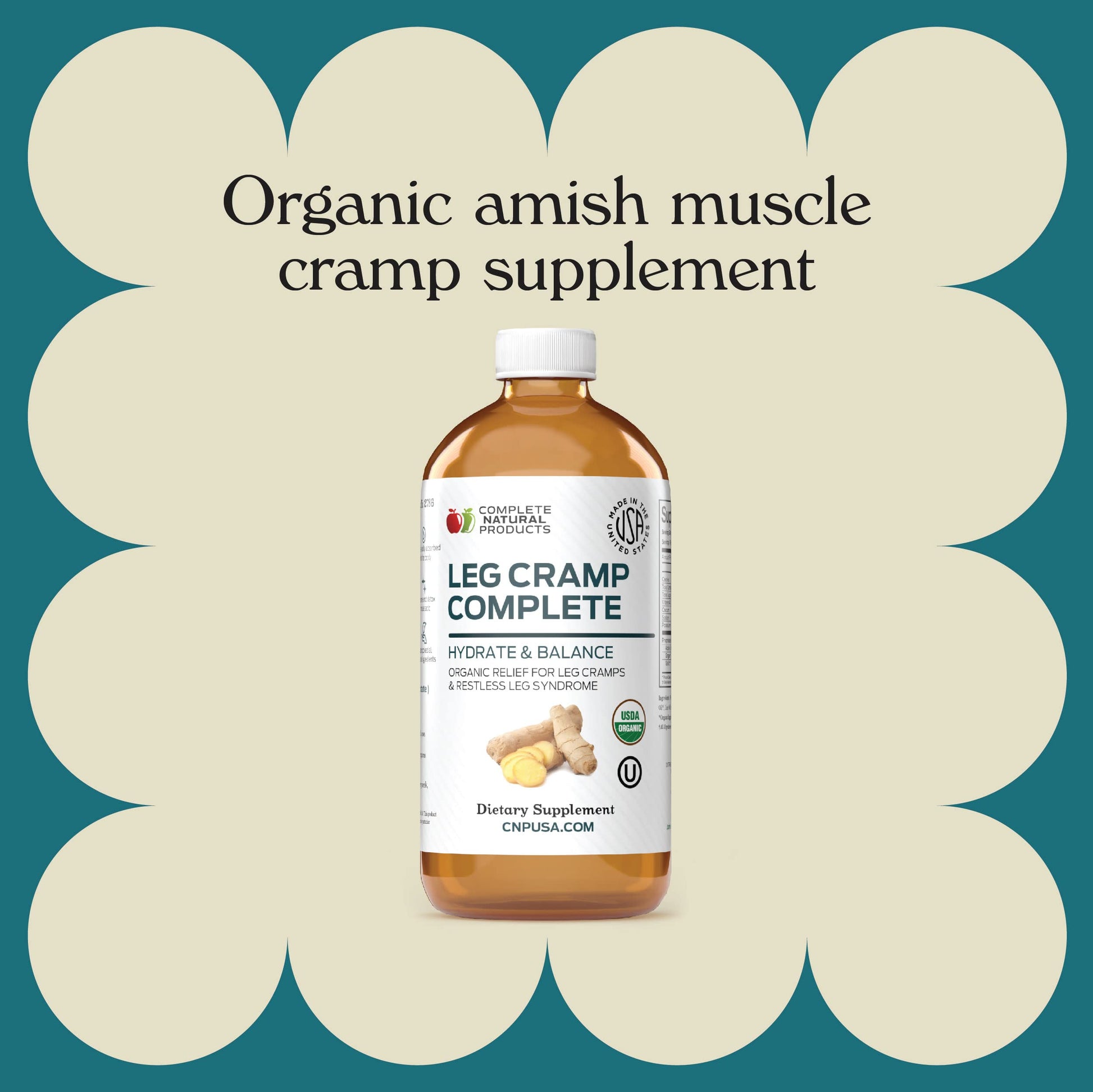 Organic Amish Leg Cramp Relief Liquid 16oz - Natural Muscle and Foot Support Supplement with Apple Cider Vinegar, Ginger, Garlic, Aloe, Fast Cramp Reducing Formula, Certified Organic, Made in USA Complete Natural Products buy supplements canada