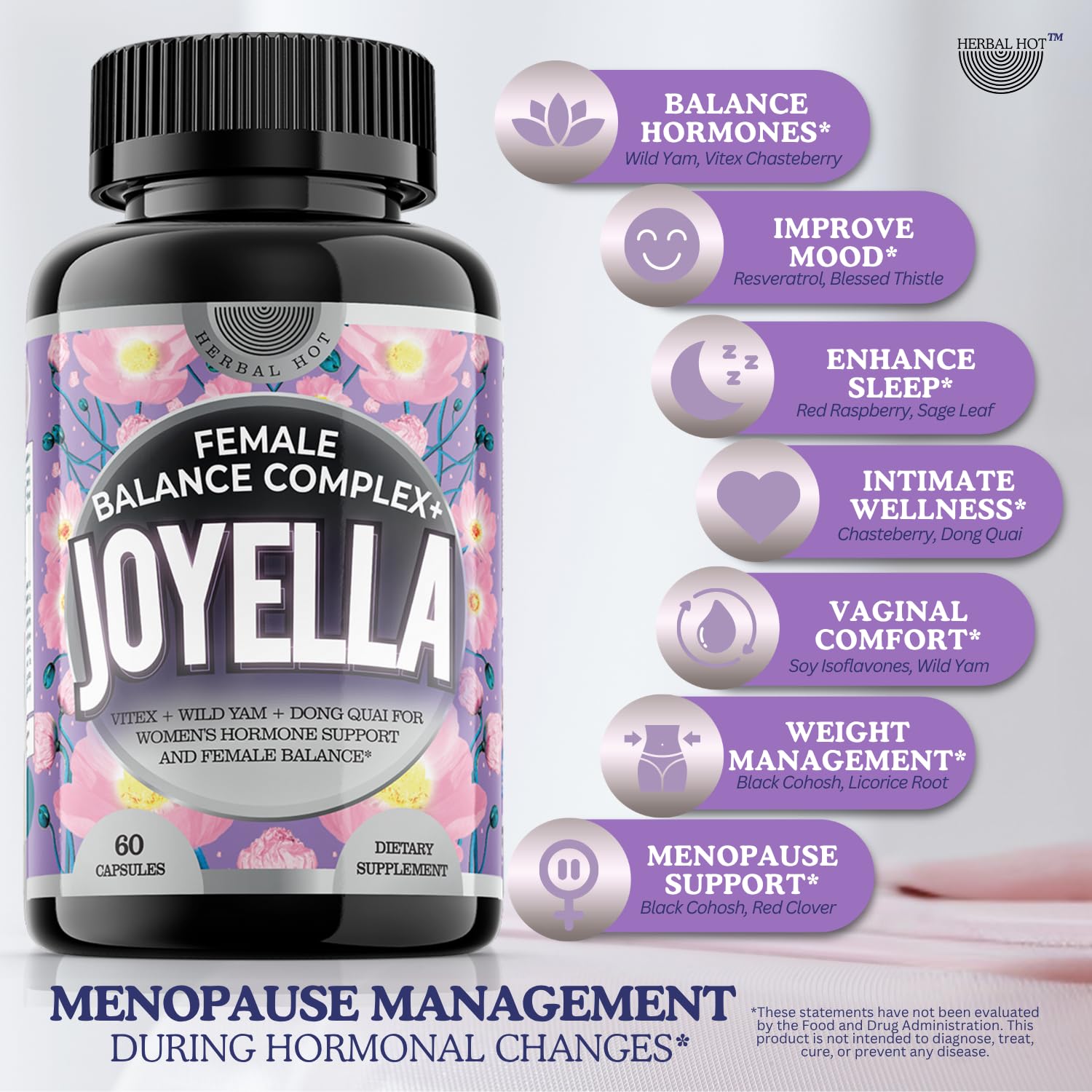 11-in-1 Hormonal Balance, Relief for Menopause Symptoms, Helps Reduce Hot Flashes, Night Sweats, and Mood Swings, Clinically Proven Ingredients, Natural PMS Support, Made in USA, 3rd Party-Tested HERBAL HOT buy supplements canada