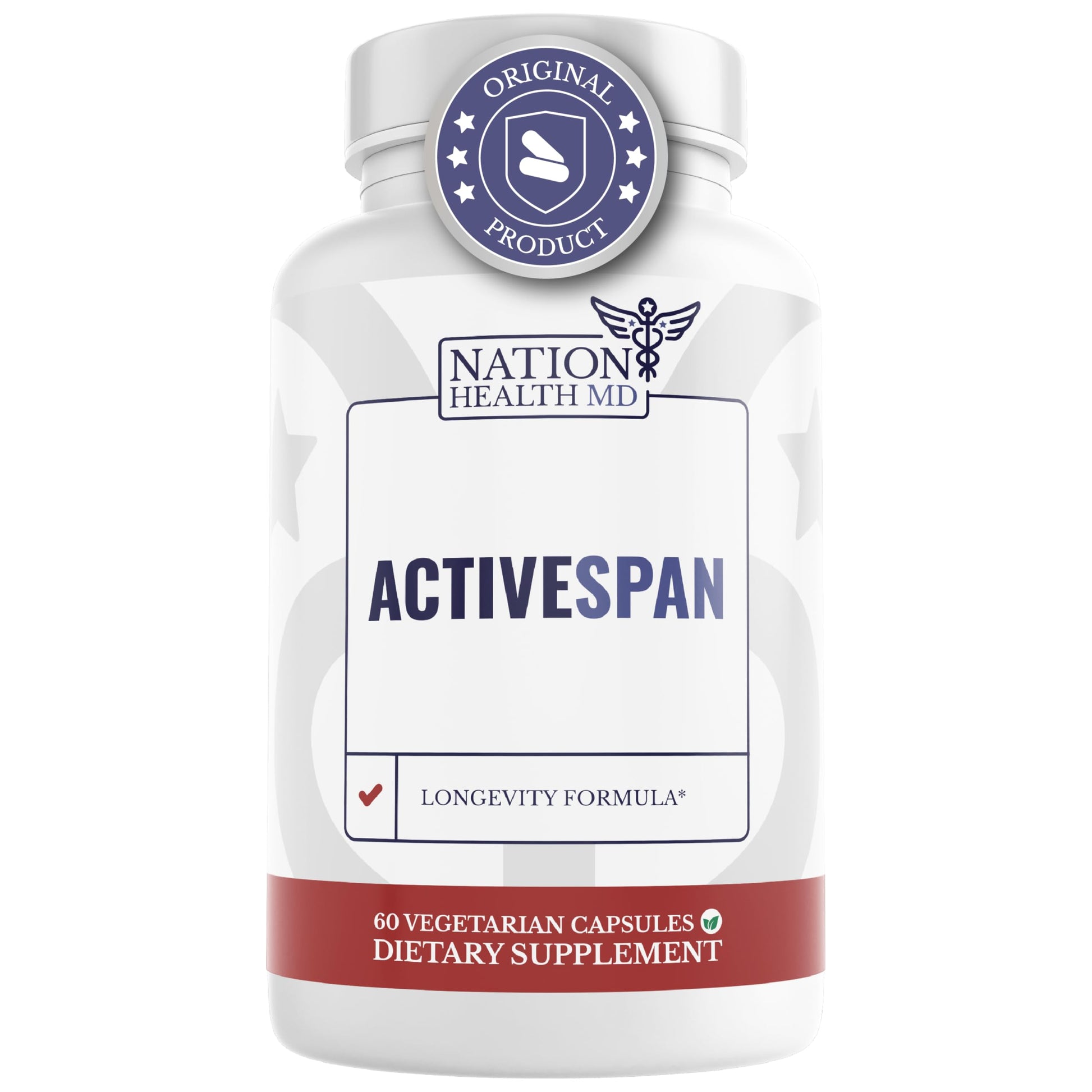 NATION HEALTH MD ActiveSpan - Longevity Supplement for Anti Aging - with Ashwagandha Extract, Astragalus, Cat's Claw, Ceylon Cinnamon, L-Lysine, L-Glutamine & More - 60 Capsules NATION HEALTH MD buy supplements canada