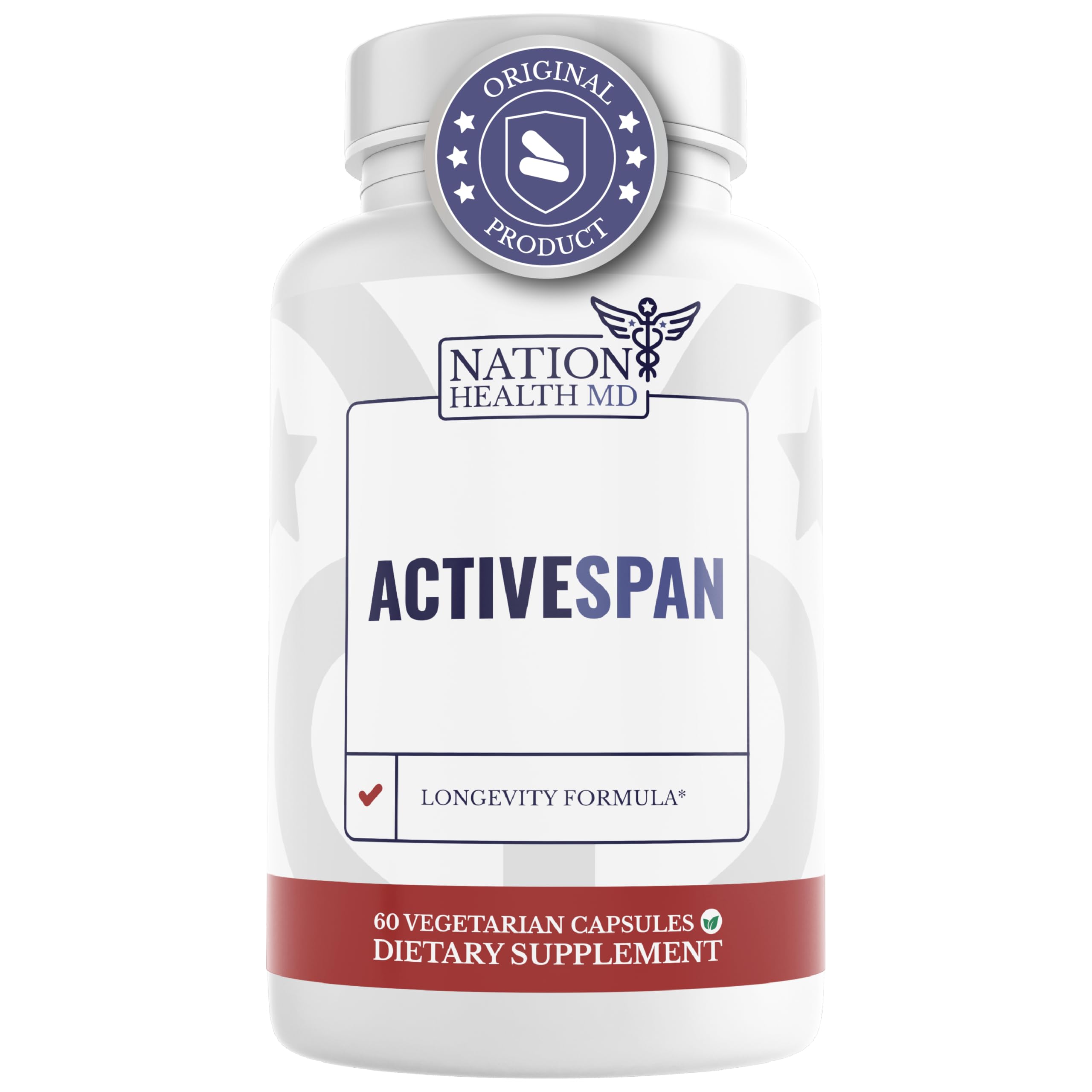 NATION HEALTH MD ActiveSpan - Longevity Supplement for Anti Aging - with Ashwagandha Extract, Astragalus, Cat's Claw, Ceylon Cinnamon, L-Lysine, L-Glutamine & More - 60 Capsules NATION HEALTH MD buy supplements canada