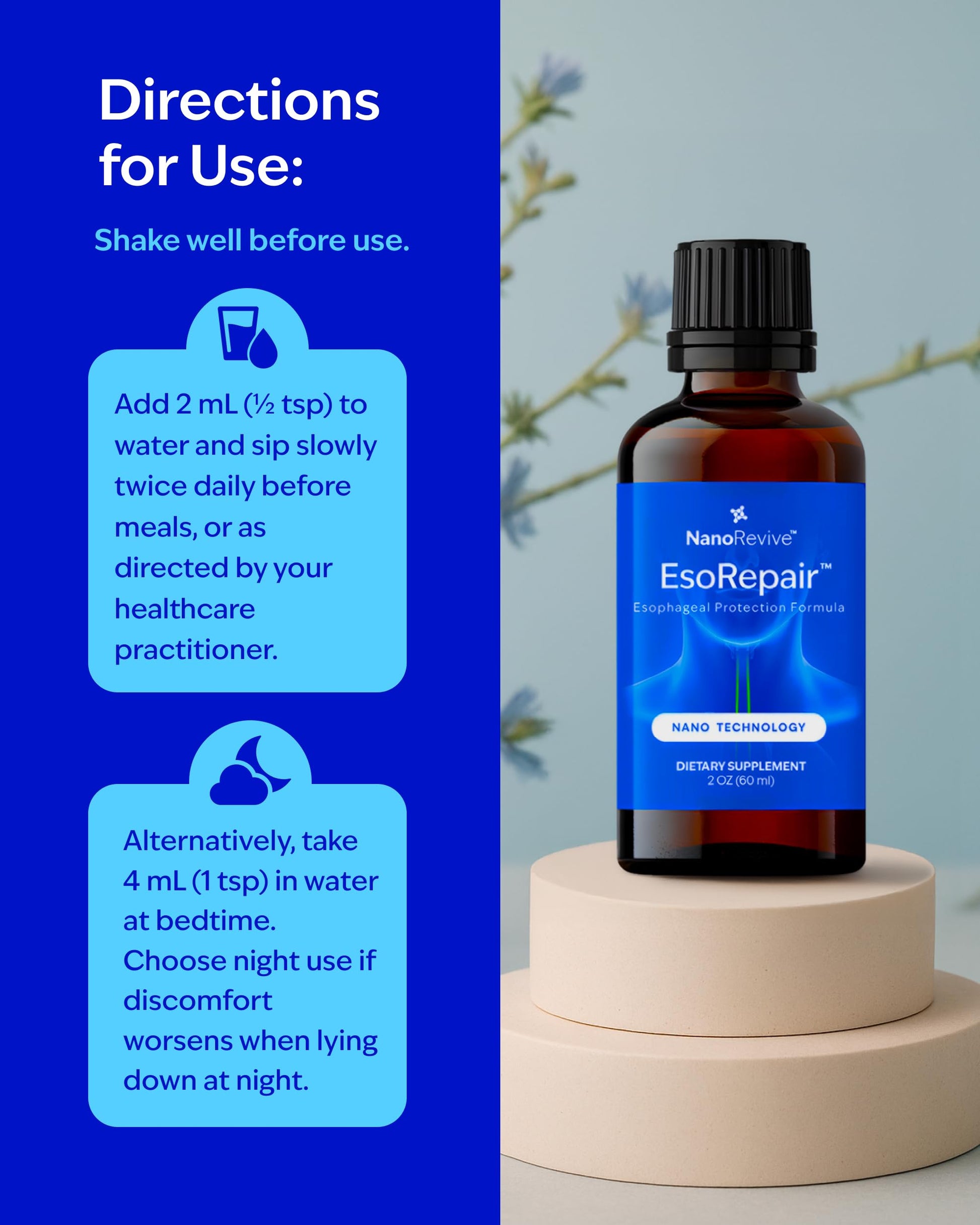 EsoRepair Nano Esophageal & Stomach Health Supplements for Men & Women - Digestive Comfort - Slippery Elm Bark, Zinc L-Carnosine NANOREVIVE buy supplements canada