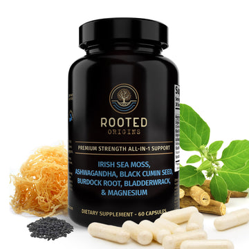 Rooted Origins Sea Moss Capsules – Irish Sea Moss Advanced, Magnesium, Ashwaghanda, Black Seed Oil, Burdock Root & Bladderwrack – Immune Support, Gut Health, Energy, & More – 60 Capsules Rooted Origins buy supplements canada
