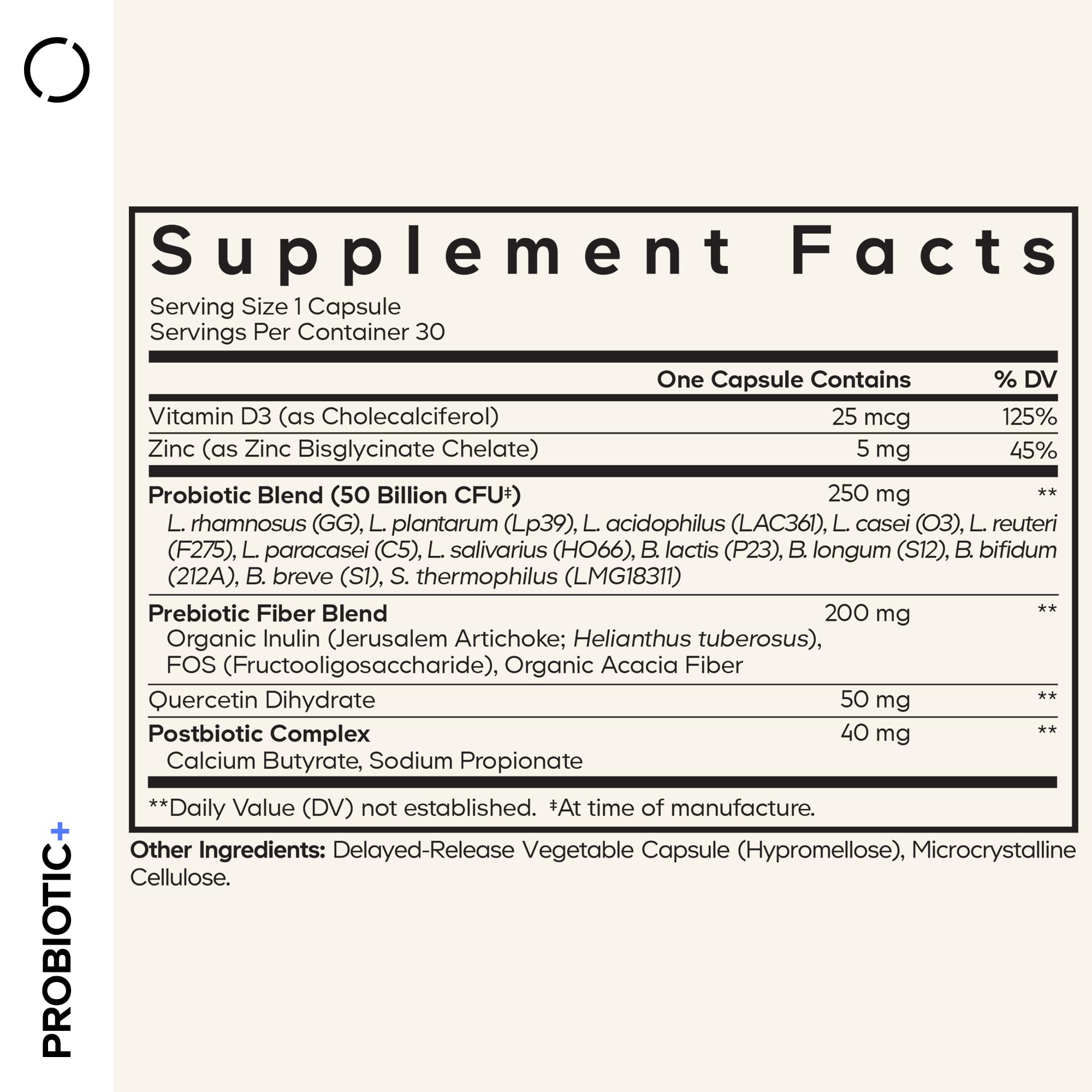 Codeage Probiotic+ 50 Billion CFU** Supplement - 12-Strain Probiotic Blend, Organic Prebiotic Fiber, Postbiotics, Vitamin D3, Zinc Bisglycinate, Quercetin - for Men & Women - Non-GMO - 30 Capsules Codeage buy supplements canada
