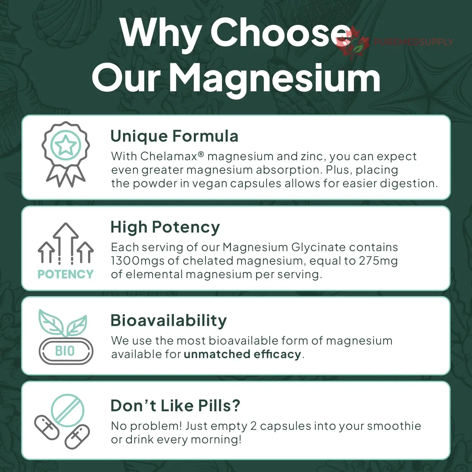 Organics Ocean Pure Magnesium Glycinate with Zinc - Maximum Strength Chelated Magnesium Supplement for Women and Men for Muscle Cramps and Sleep Support - 90 Capsule Organics Ocean buy supplements canada