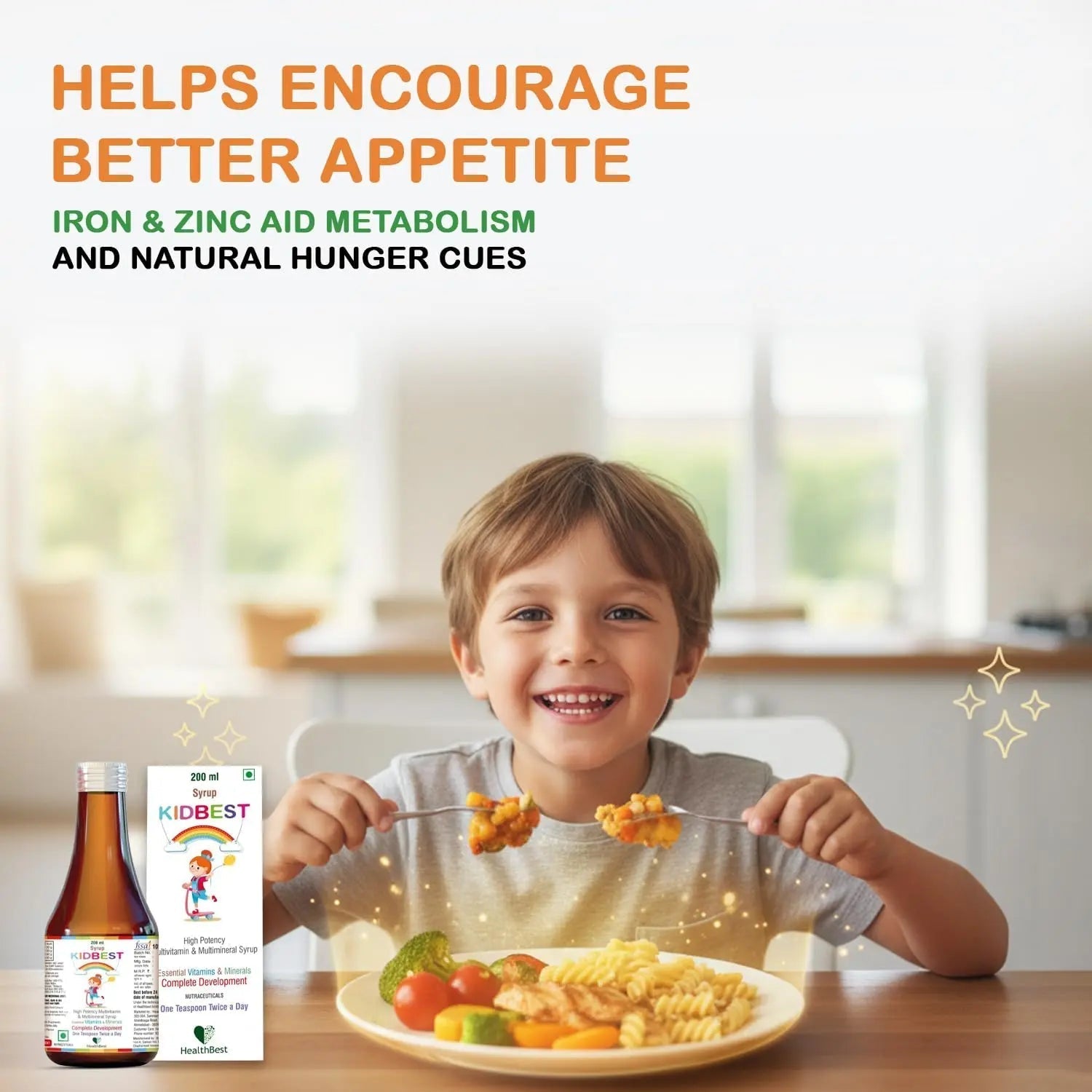 Kidbest Multivitamin Syrup for Kids 3-13 Years – Liquid Formula with 20 Nutrients for Appetite, Immunity, and Growth – Tasty Daily Vitamins HealthBest buy supplements canada