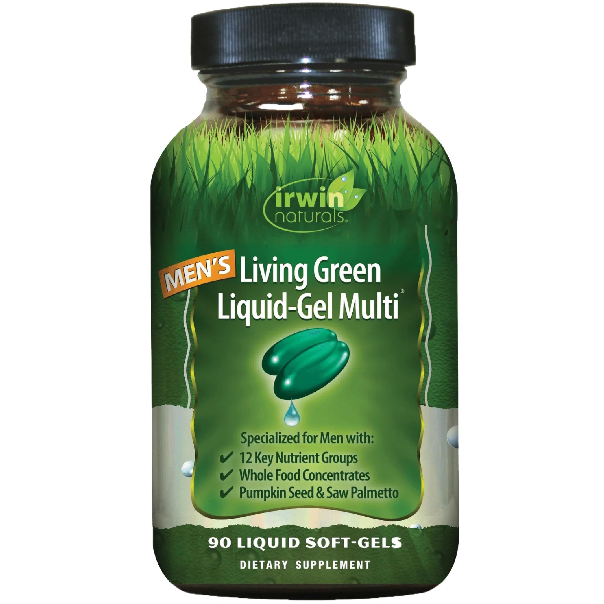 Irwin Naturals Men's Living Green Liquid-Gel Multi - 70 Essential Nutrients, Full-Spectrum Vitamin Supplements for Men, Wholefood Blend - Promotes Brain & Adrenal Support - 90 Liquid Soft-Gels Irwin Naturals buy supplements canada
