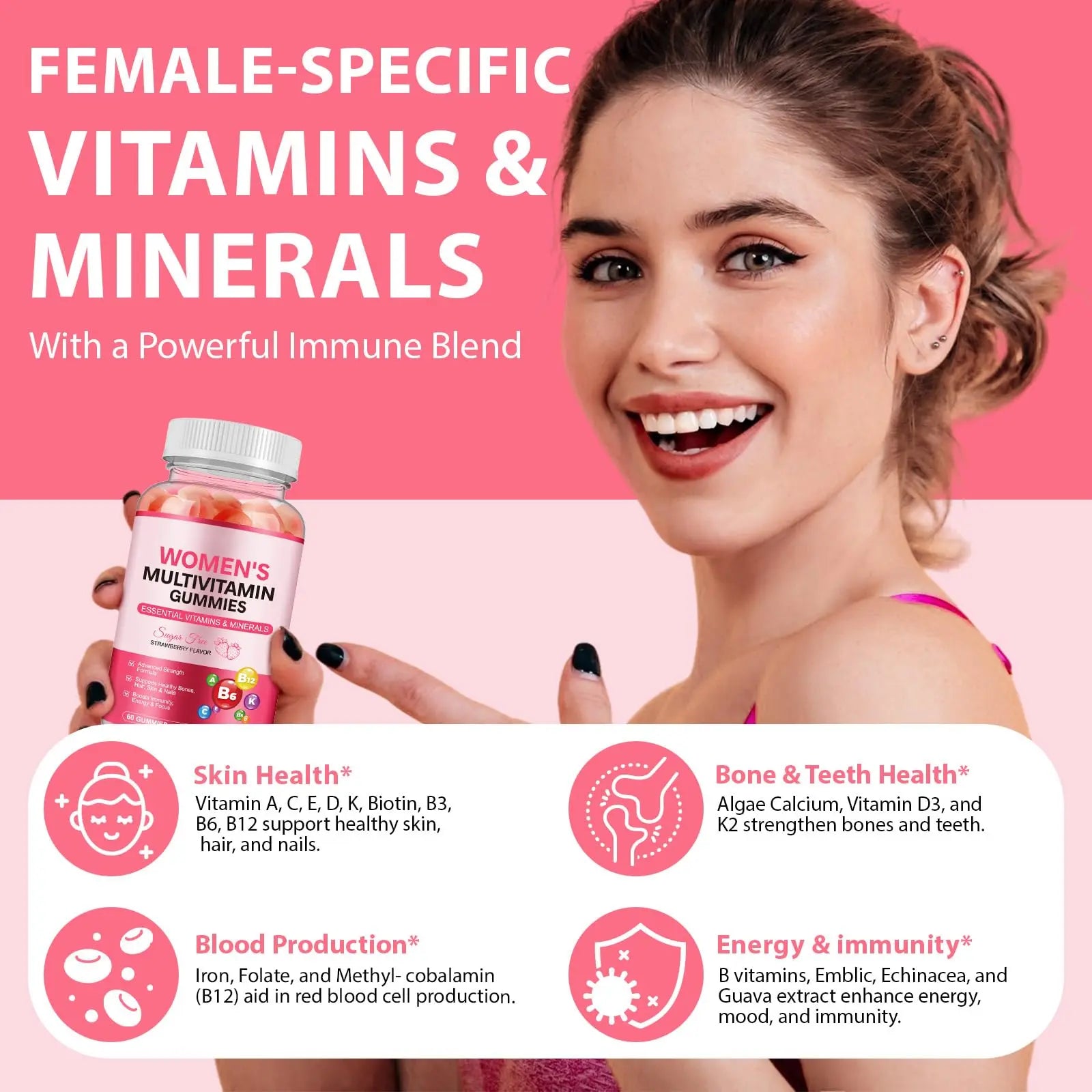 DCTTVHVD Multivitamin Gummies for Women, Natural Multi Vitamins, Boosts Immunity, Energy & Focus, Womens Daily Multivitamin Gummy DCTTVHVD buy supplements canada