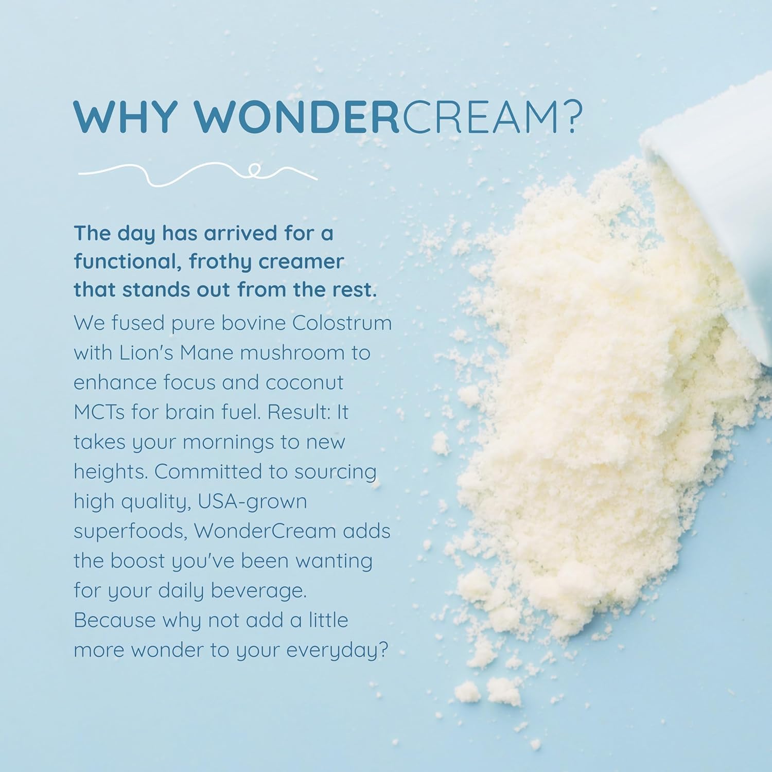 WONDERCOW Bovine Colostrum Superfood Creamer Supplement Powder w/Organic Lions Mane Mushroom & Coconut Milk Powder MCTs | Functional Sugar Free Keto Coffee, Smoothie & Drink Mix Unsweetened WONDERCOW buy supplements canada