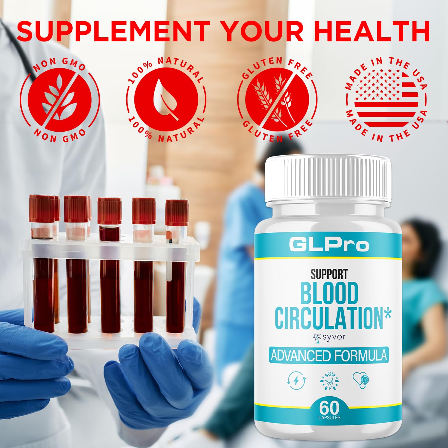 GLPro Blood Capsules, Official GLPro Blood Health Support Pills with All Natural Ingredients, Advanced Formula Supplement with Maximum Strength Premium Vitamins for Women and Men (60 Capsules) Syvor buy supplements canada