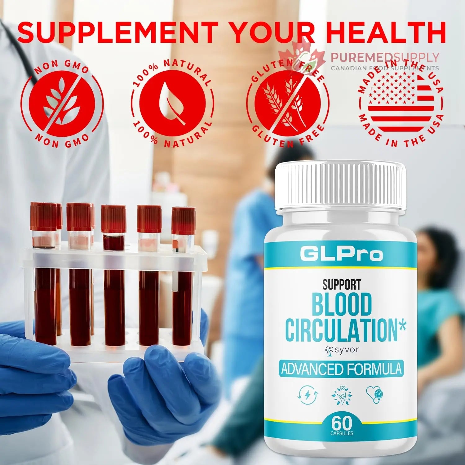 GLPro Blood Capsules, Official GLPro Blood Health Support Pills with All Natural Ingredients, Advanced Formula Supplement with Maximum Strength Premium Vitamins for Women and Men (60 Capsules) Syvor buy supplements canada