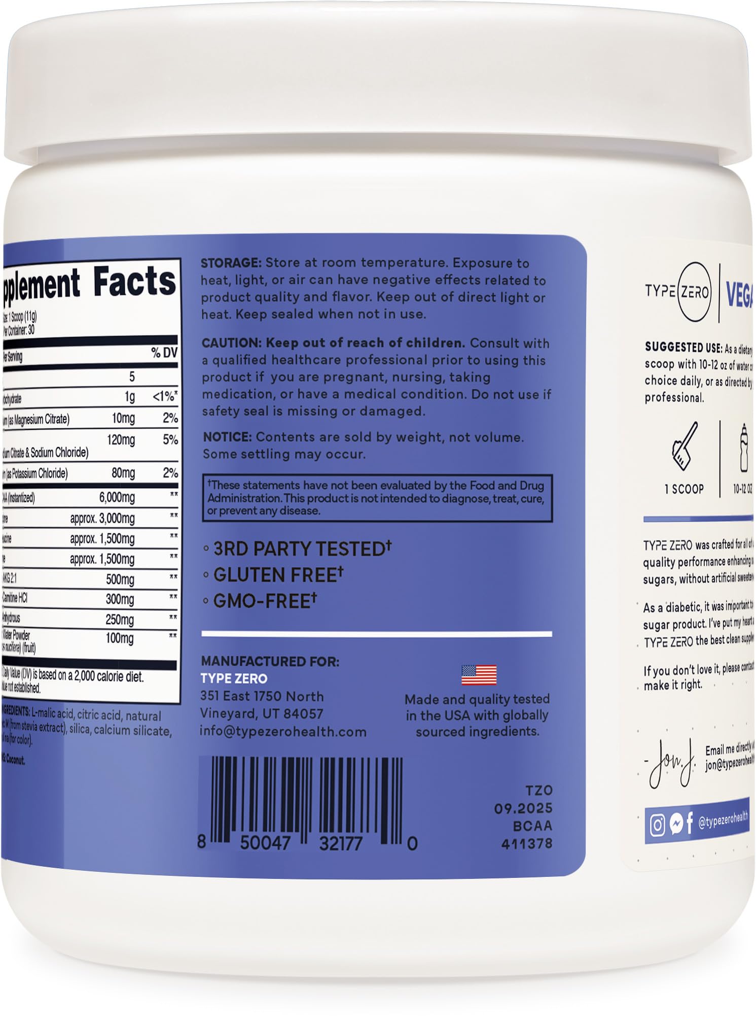 Type Zero Ultra Clean Vegan BCAA Powder + Electrolytes (Blue Raspberry | 6G) 2:1:1 Sugar-Free/No Sucralose BCAAs Amino Acids Supplement - BCAA Vegan Amino Acids After Workout Drink, 30 Servings Type Zero buy supplements canada