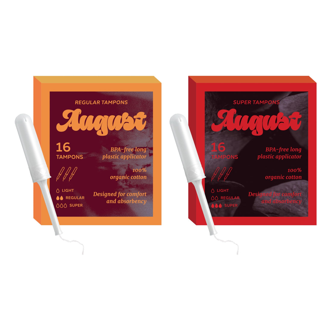 August Organic Tampons, Regular and Super Absorbency, BPA Free Long Applicators, Toxin Free August buy supplements canada