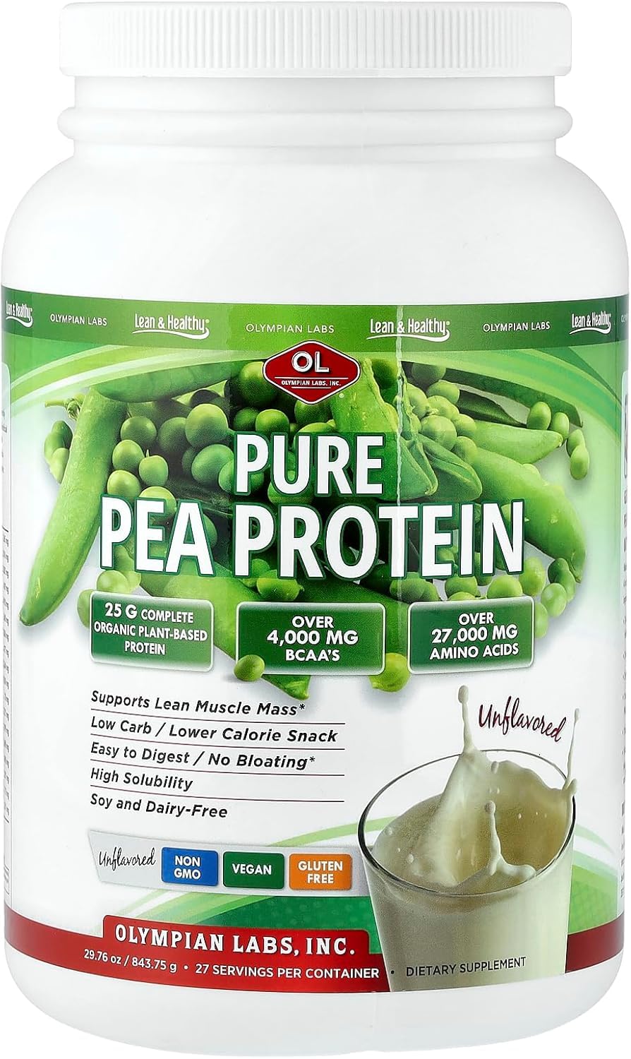 Olympian Labs Plant Based Pea Protein Powder, Unflavored - 25g of Protein, Vegan, Low Net Carbs, Gluten Free, Lactose Free, No Sugar Added, Soy Free Olympian Labs buy supplements canada
