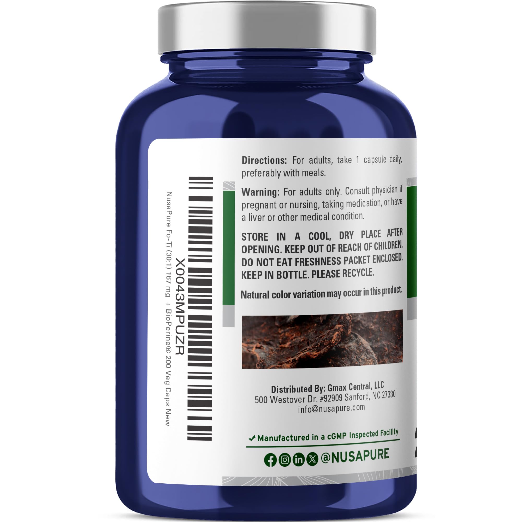 NusaPure Fo-Ti 30:1 Extract, 167 mg Equivalent to 5000mg per Veg Caps, 200 Count, Non-GMO, Vegan, Bioperine NusaPure buy supplements canada