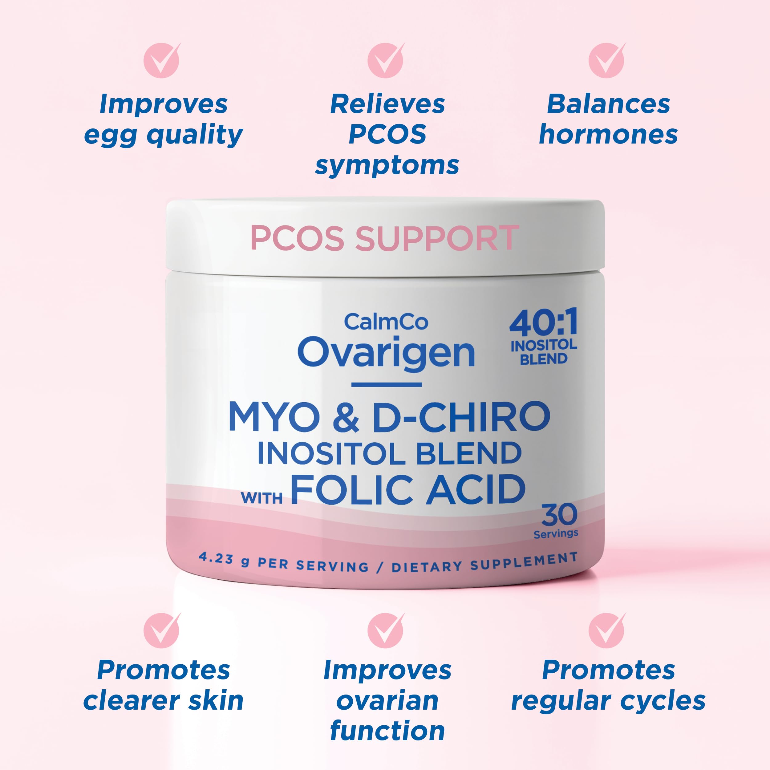 CalmCo Ovarigen Myo-Inositol & D-Chiro Inositol Supplement for Women – 40:1 Inositol Powder with Folic Acid, Fertility Supplements for PCOS, Hormone Balance and Ovarian Support (30 Servings) CalmCo buy supplements canada