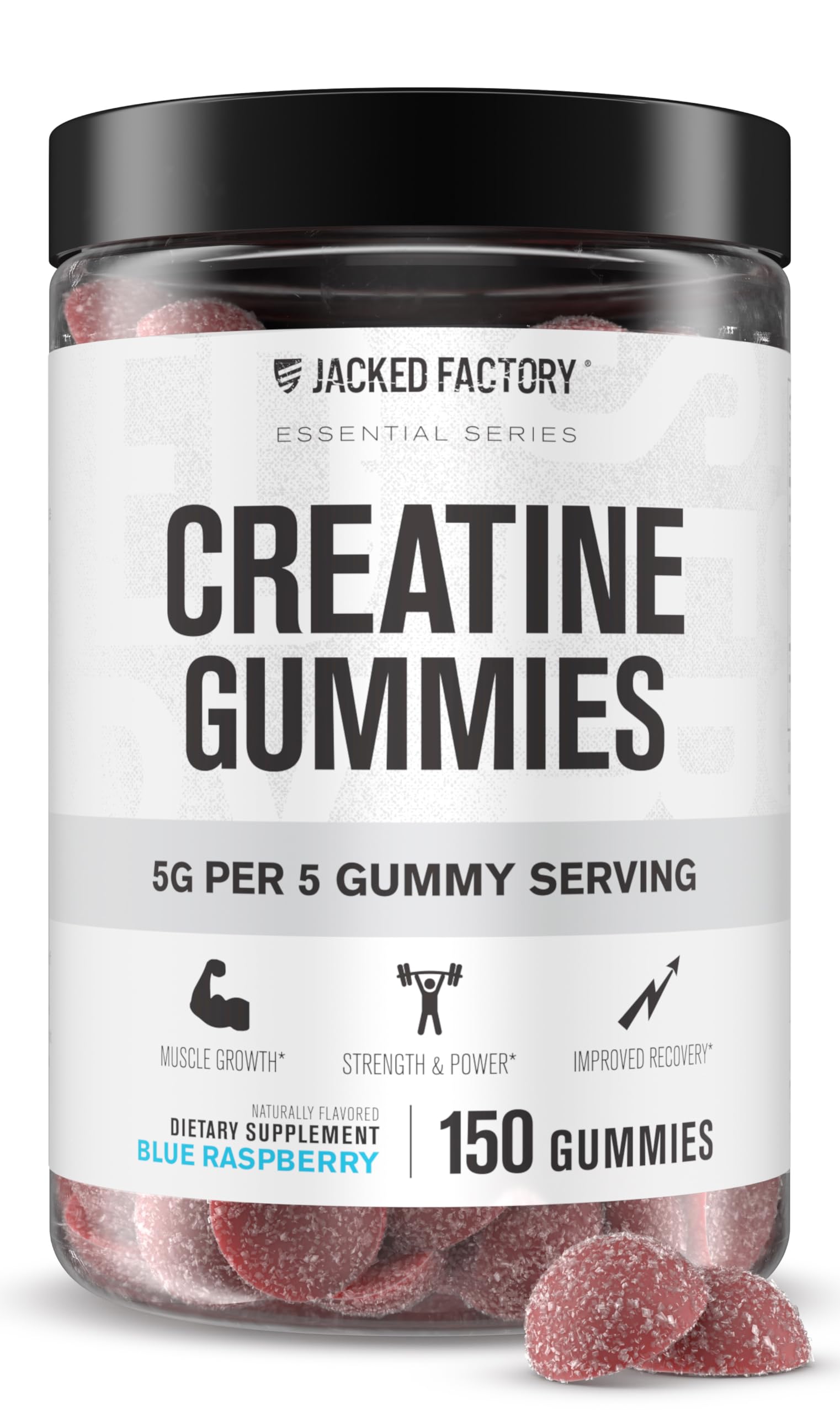 Jacked Factory Creatine Gummies 5g Daily Dose (1g per Gummy) - Creatine Gummy for Men and Women, Vegan-Friendly, Travel-Friendly, Third-Party Tested - 150 Gummies, Blue Raspberry Jacked Factory buy supplements canada