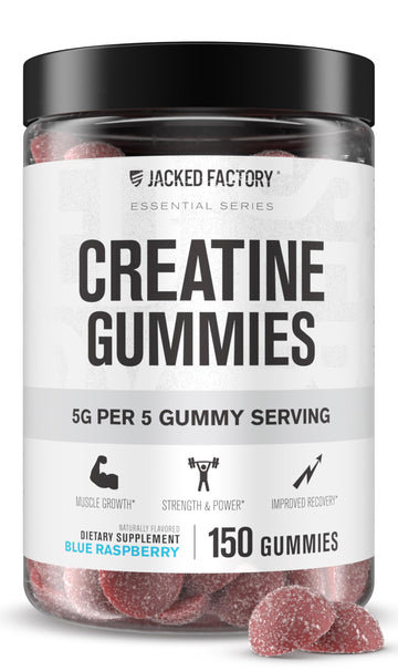 Jacked Factory Creatine Gummies 5g Daily Dose (1g per Gummy) - Creatine Gummy for Men and Women, Vegan-Friendly, Travel-Friendly, Third-Party Tested - 150 Gummies, Blue Raspberry Jacked Factory buy supplements canada