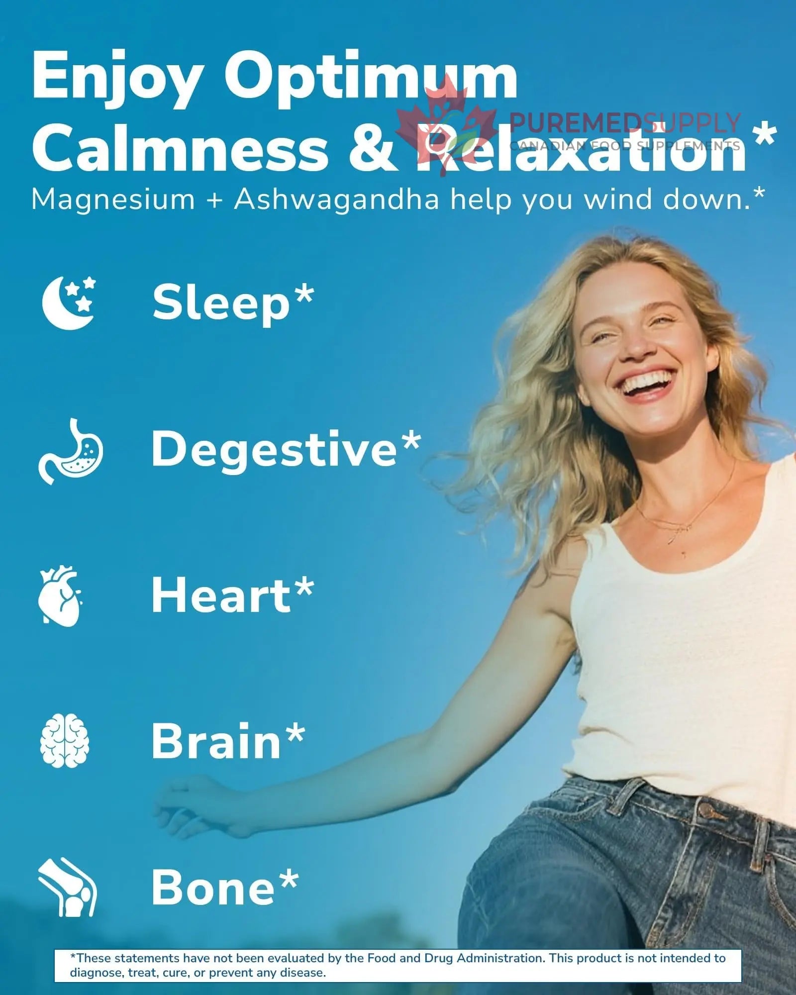 Vitalibre Magnesium Complex with Ashwagandha & L-Theanine - Stress Relief, Bone & Relaxation Support - w/Vitamin D3, B6 - Glycinate, Citrate, Malate, Taurate - 90 Vegan Capsules, Non-GMO, Gluten Free Vitalibre buy supplements canada
