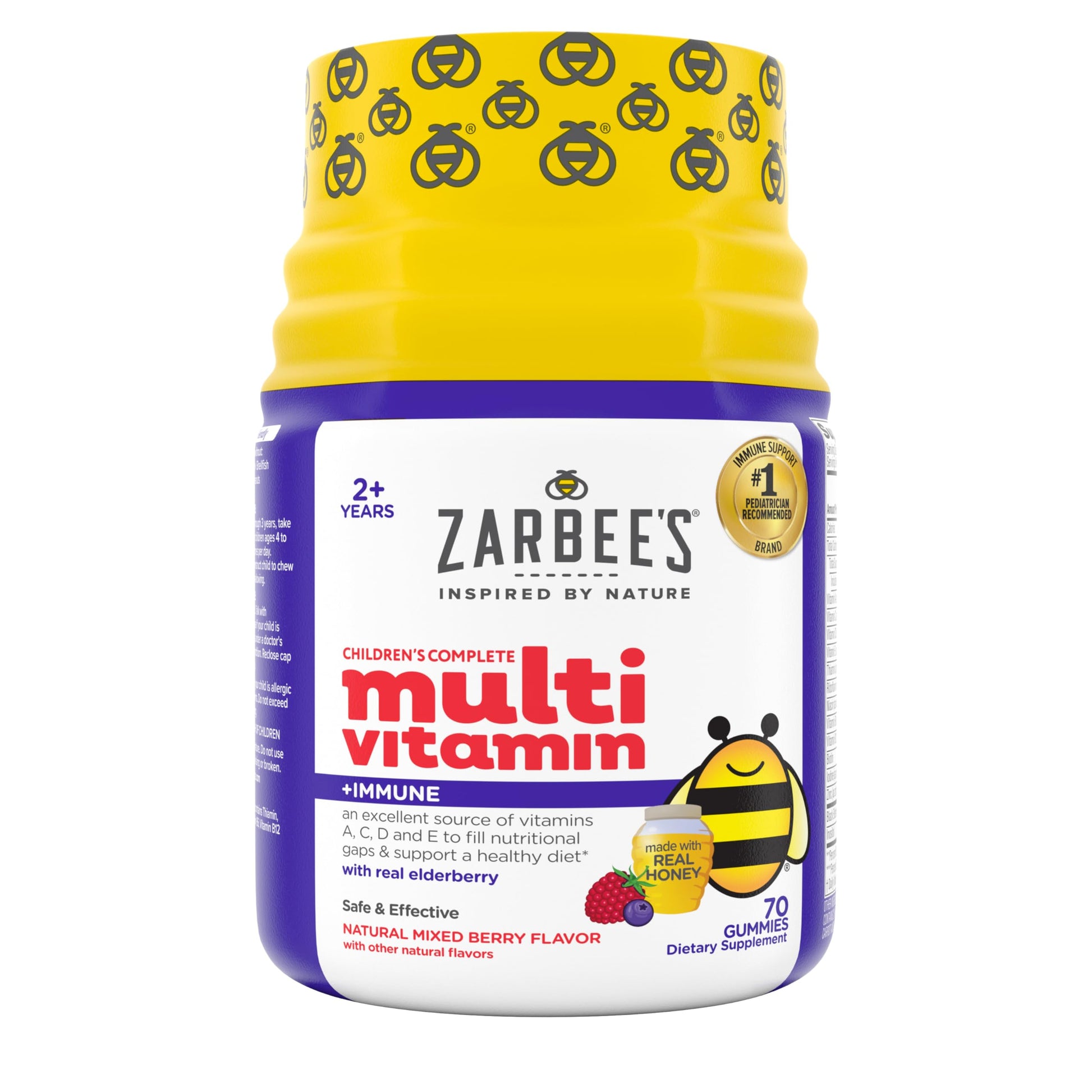 Zarbee’s Complete Kids Multivitamin Gummies + Immune Support, Berry Flavor, Honey-Sweetened, Gluten-Free & Gelatin-Free, Vitamins A, C, D3, E, B6, B12, Zarbee's buy supplements canada