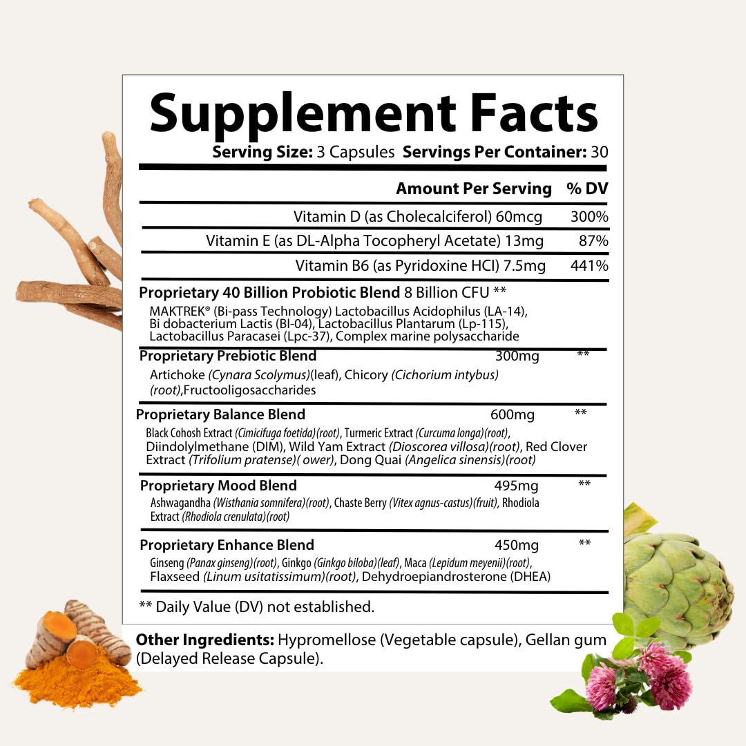 Besti Supplements Daily Perimenopause Support – Probiotic & Prebiotic Blend – Supports Overall Well-Being – 90 Capsules Besti buy supplements canada