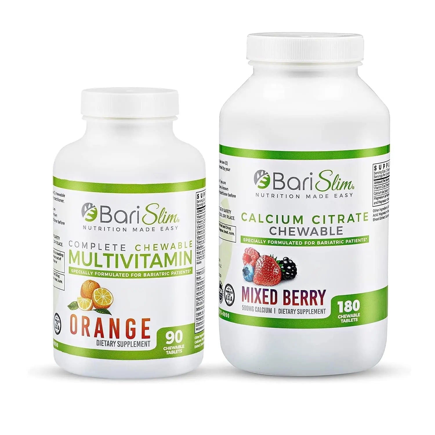 BariSlim Bariatric Calcium Citrate & Complete Chewable Multivitamin - Bariatric Vitamin and Supplement for Post Bariatric Surgery Including Gastric Bypass and Gastric Sleeve BariSlim buy supplements canada