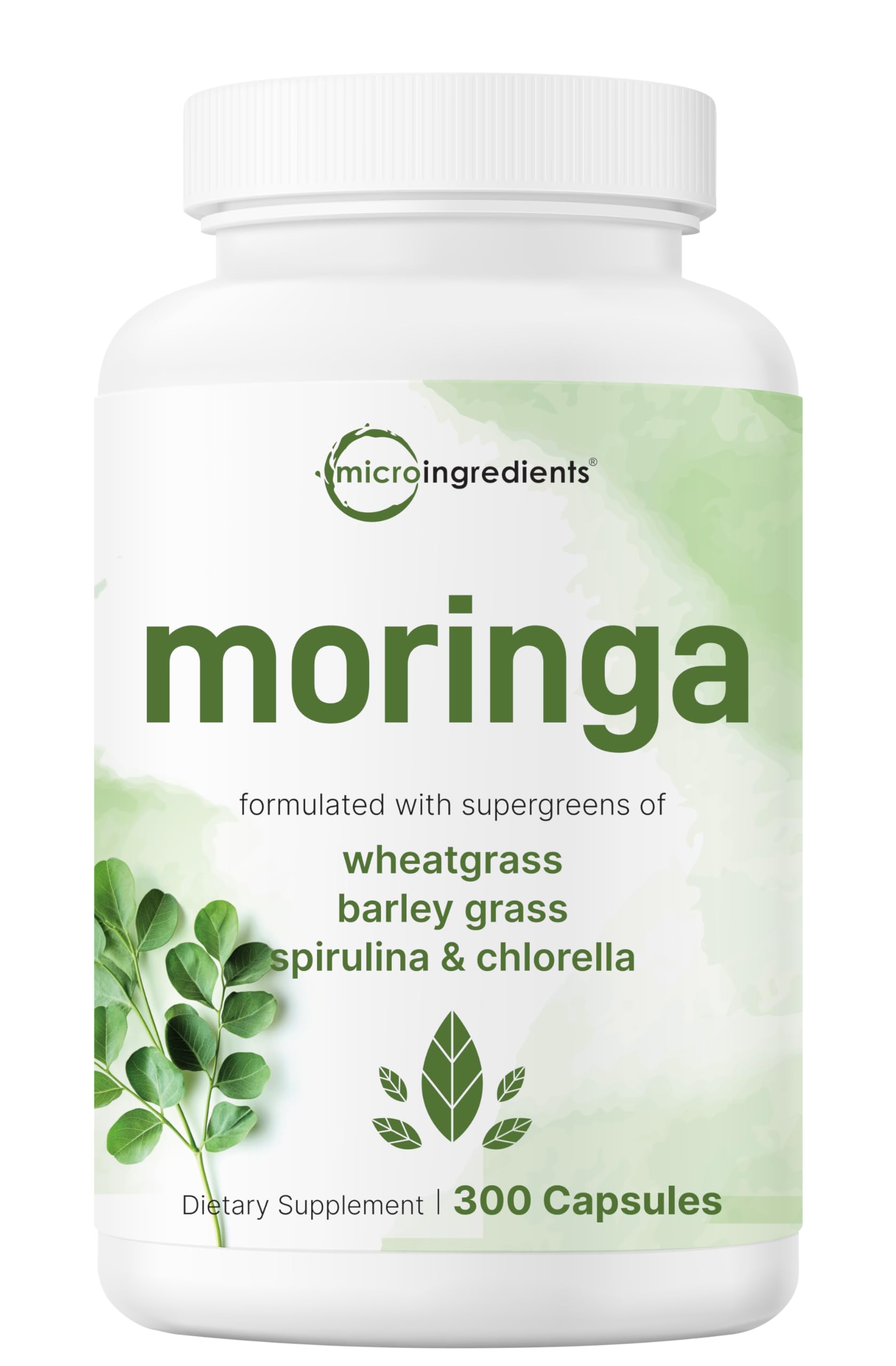 Micro Ingredients Moringa Oleifera | 300 Capsules with Supergreens Blend of Wheatgrass, Barley Grass, Spirulina, & Chlorella | Antioxidant Supplement, Energy, & Immune Support | Non-GMO Micro Ingredients buy supplements canada