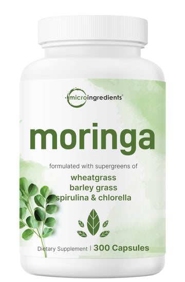 Micro Ingredients Moringa Oleifera | 300 Capsules with Supergreens Blend of Wheatgrass, Barley Grass, Spirulina, & Chlorella | Antioxidant Supplement, Energy, & Immune Support | Non-GMO Micro Ingredients buy supplements canada