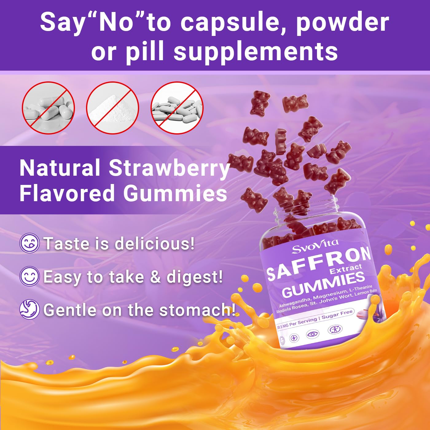 Svovita Saffron Supplements Gummies with Saffron Extract, Sugar Free 60 Count Svovita buy supplements canada