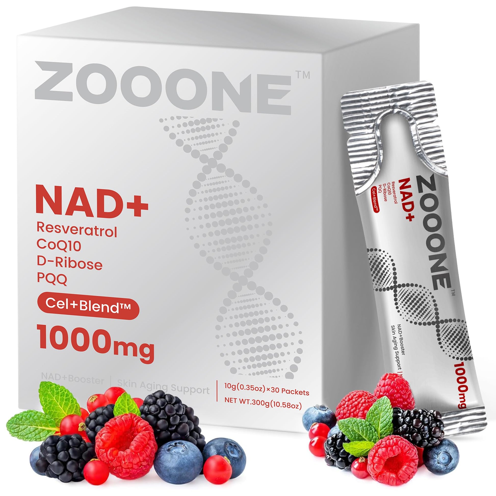 zooone NAD+ Supplement with Resveratrol, Liquid Designed to Help Support Absorption, 1000mg NMNH Supplement Alternative for Anti-Aging, Boost Energy, Support Cellular, 30 Pockets zooone buy supplements canada