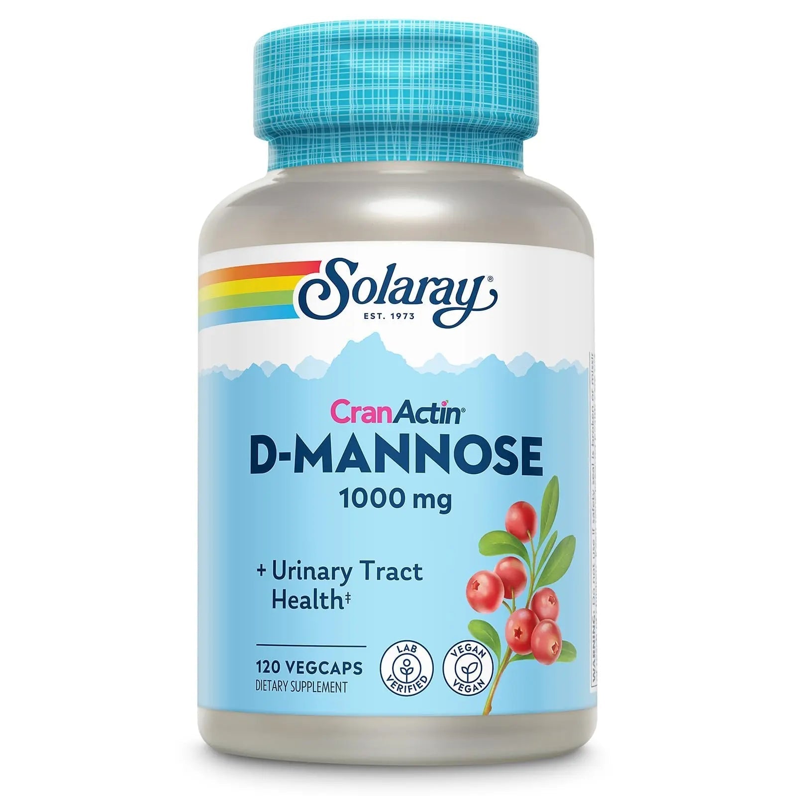 SOLARAY D-Mannose 1000mg with CranActin Cranberry Supplement 400mg, Urinary Tract Health & Bladder Support Capsules with Vitamin C, Vegan, 60 Day Guarantee, 60 Servings, 120 VegCaps (120 CT) SOLARAY buy supplements canada